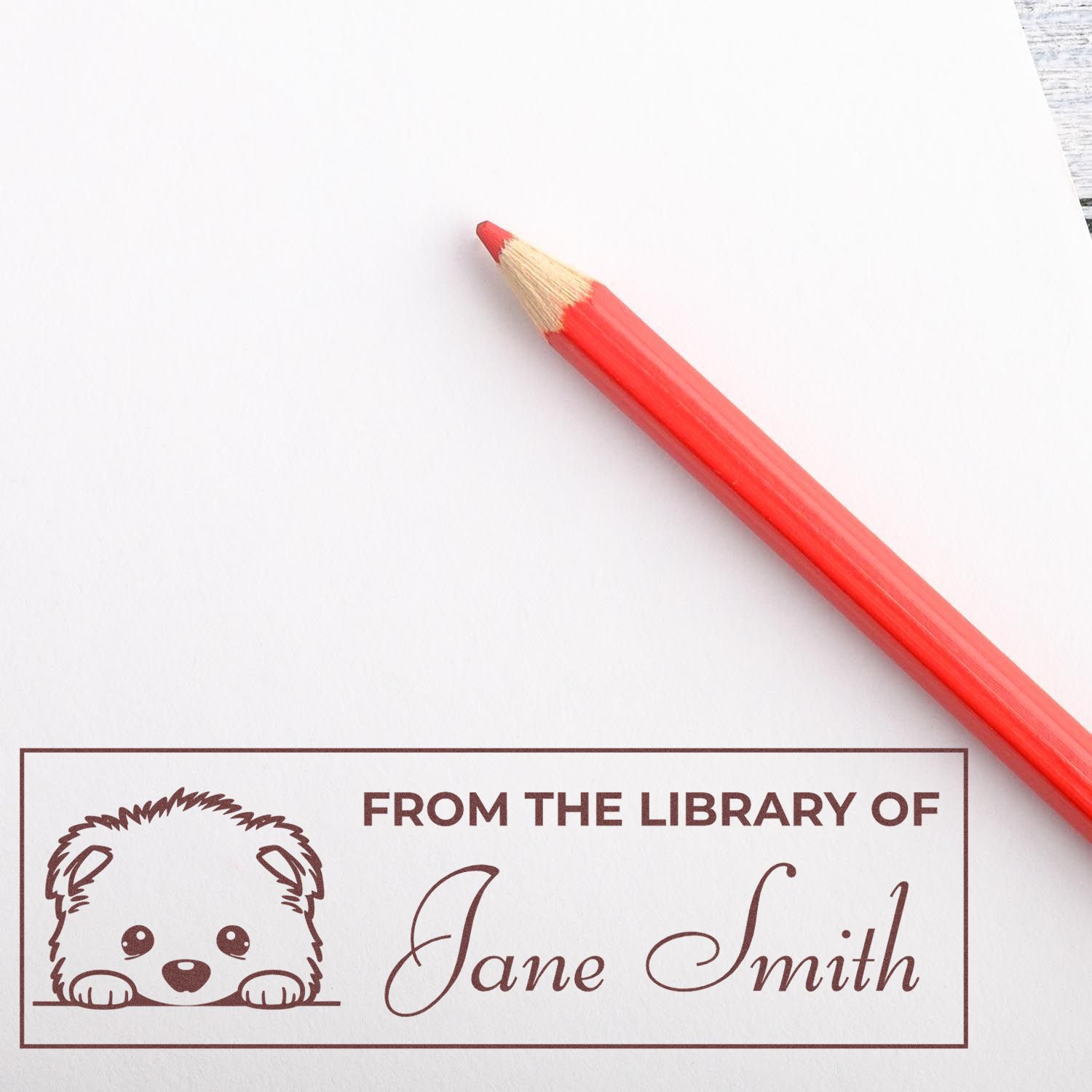 Wood Handle Samoyed Custom Book Stamp - Engineer Seal Stamps