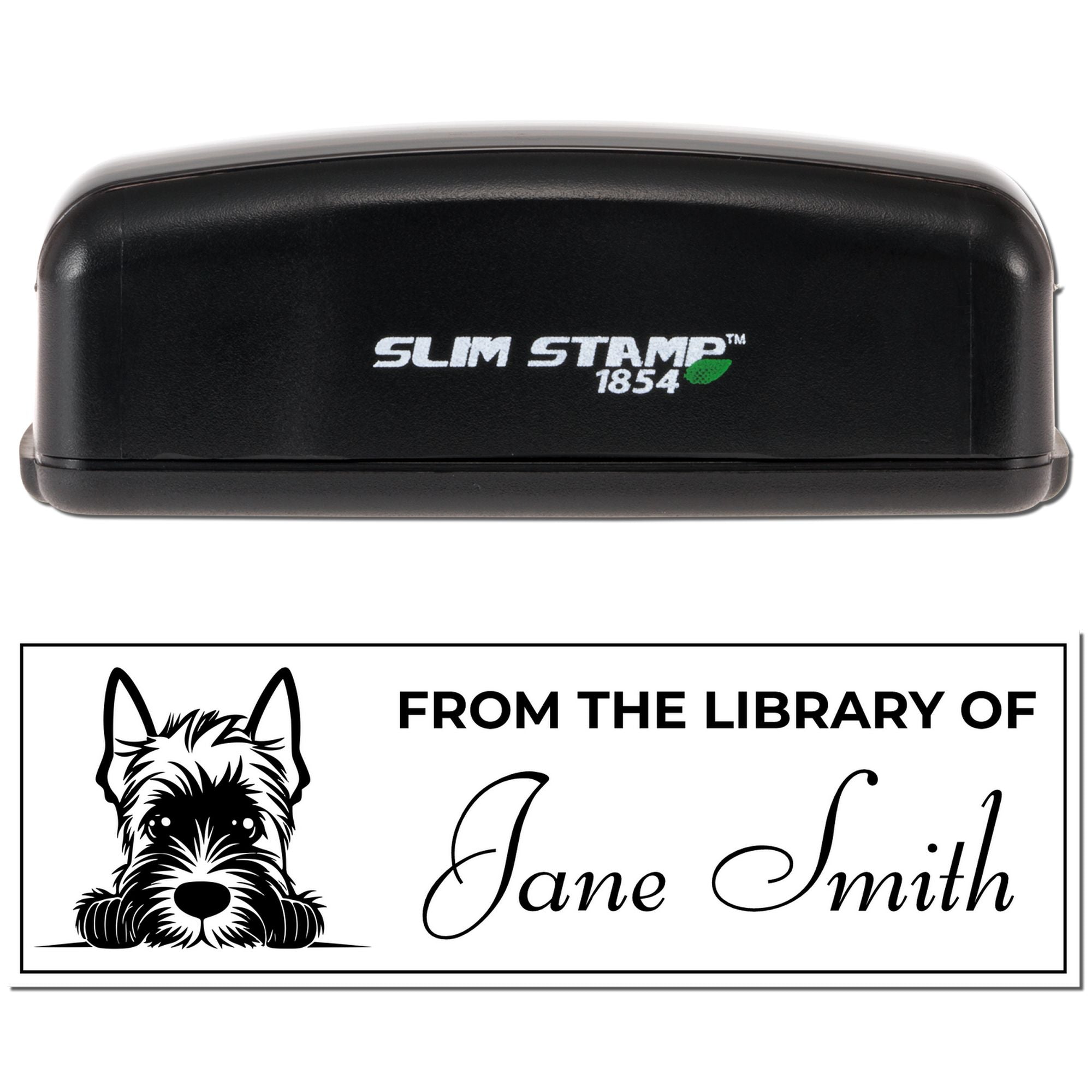 Slim Scottish Terrier Personalized Ex Libris Stamp - Engineer Seal Stamps