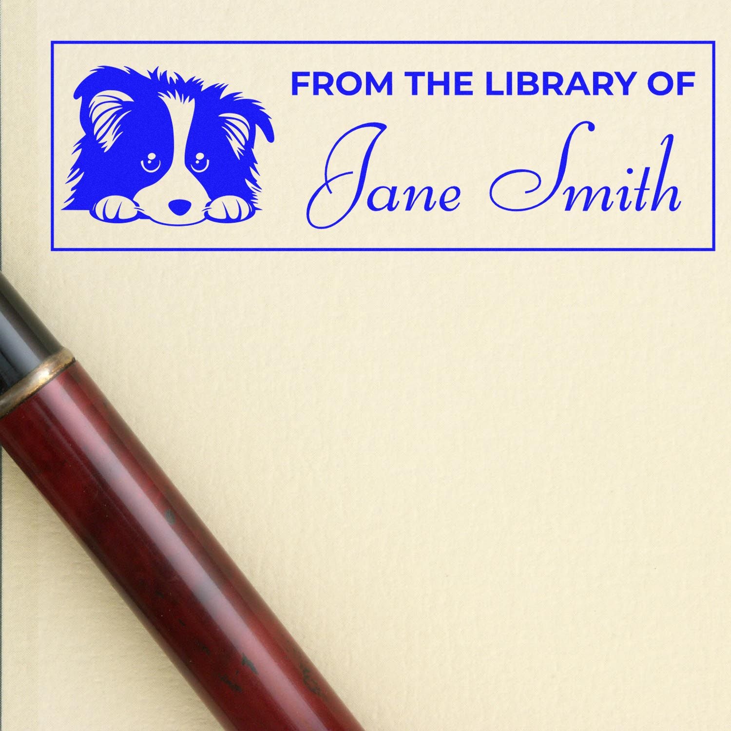 Pre-Inked Shetland Sheepdog Bibliophile Personalized Stamp - Engineer Seal Stamps