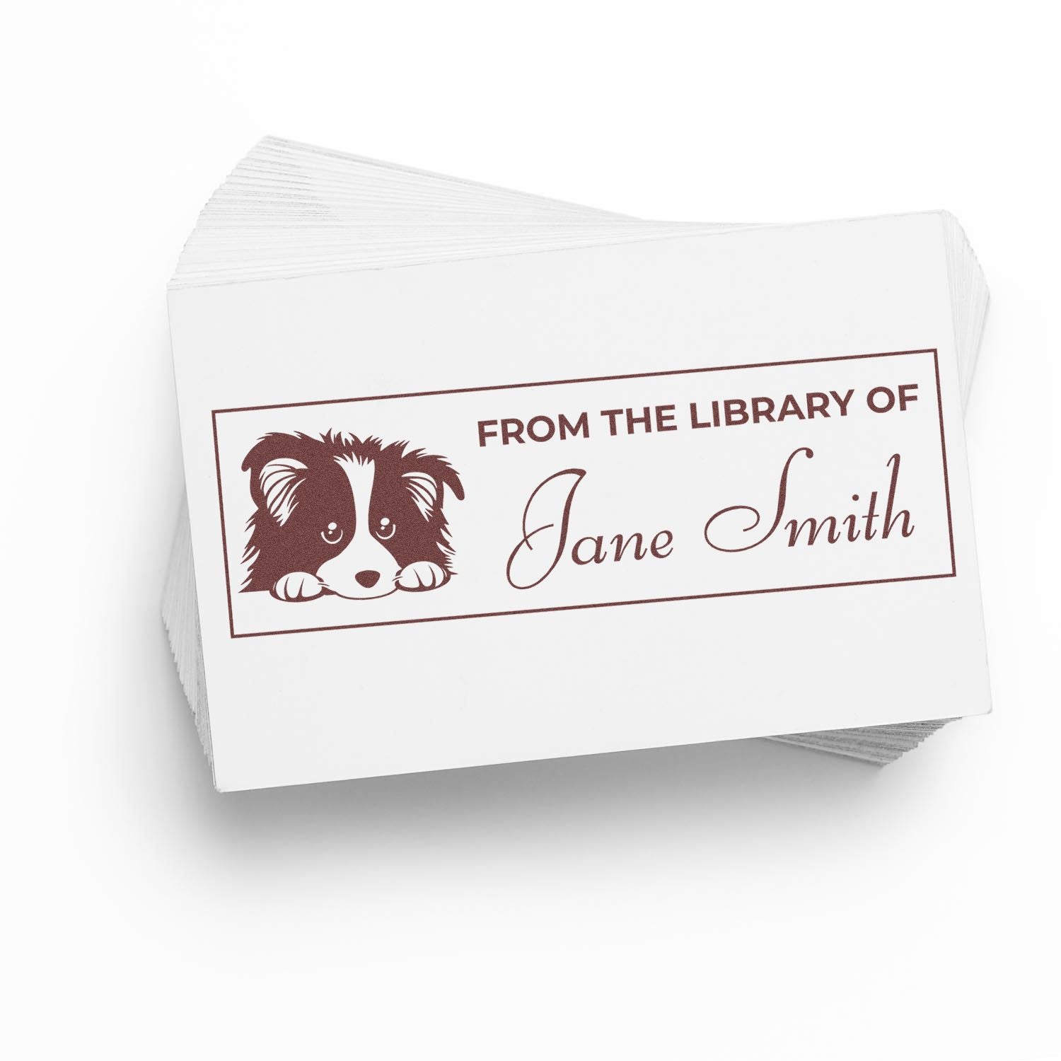 Wood Handle Shetland Sheepdog Personalized Library Stamp