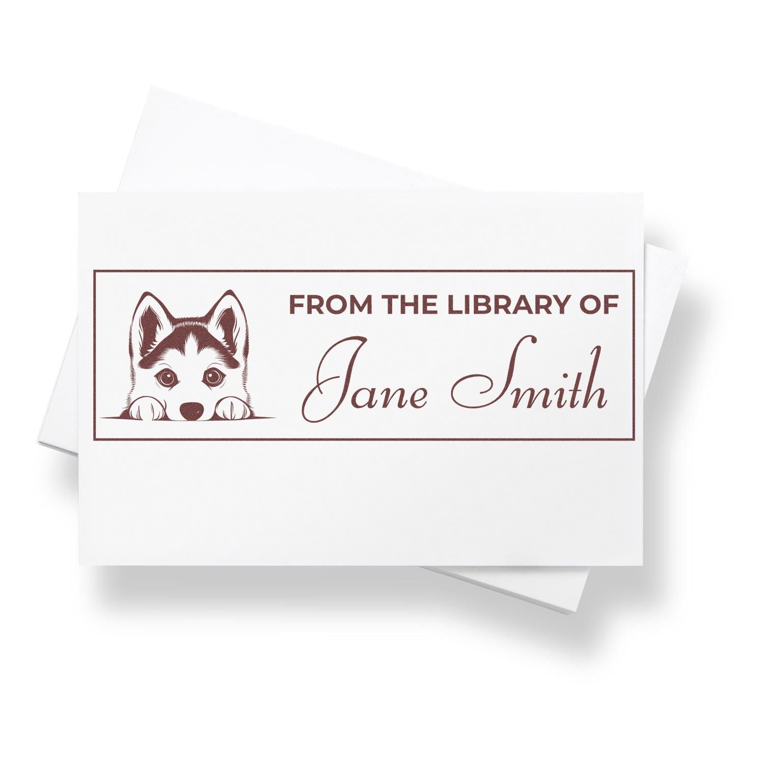 Wood Handle Siberian Husky Personalized Stamp For Books