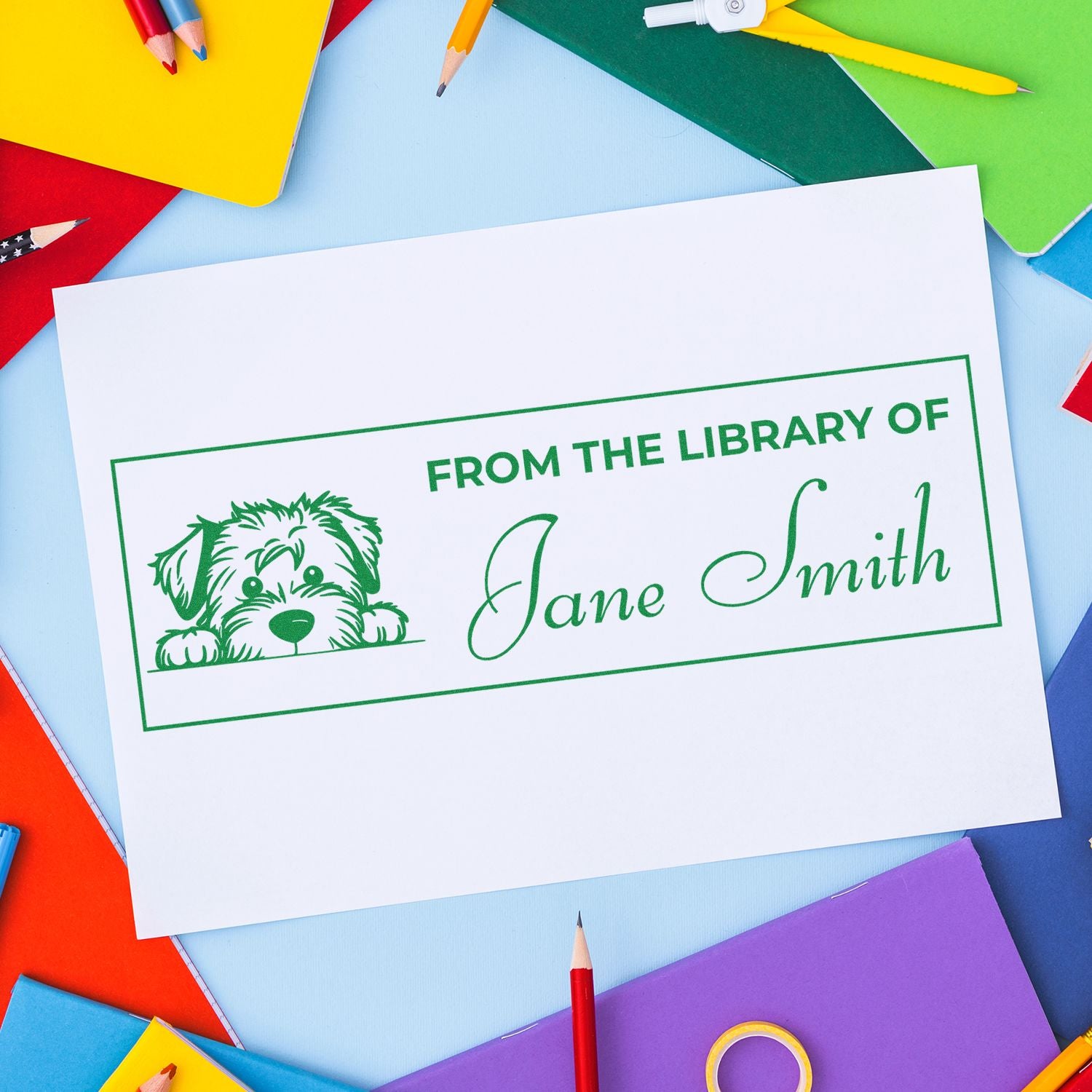 Soft Coated Wheaten Terrier Self-Inking Classic Design Book Stamp - Engineer Seal Stamps