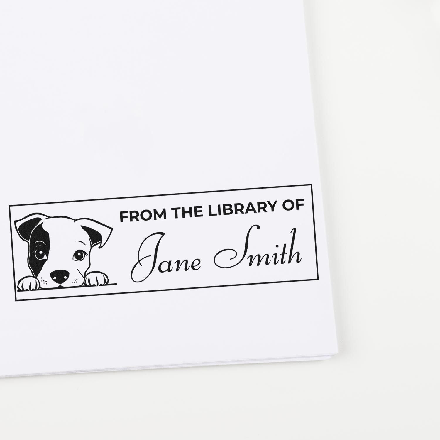 Wood Handle Staffordshire Bull Terrier Book Stamp With Name - Engineer Seal Stamps