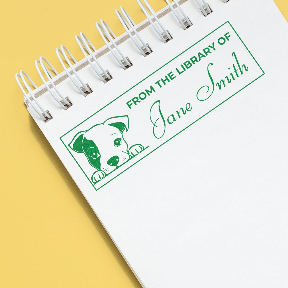 Wood Handle Staffordshire Bull Terrier Book Stamp With Name - Engineer Seal Stamps