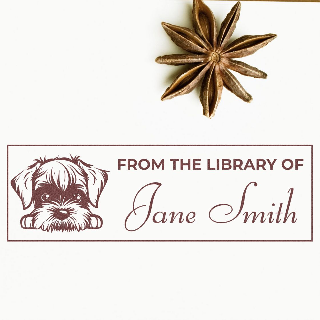 Slim Standard Schnauzer Personalized Book Ownership Stamp - Engineer Seal Stamps