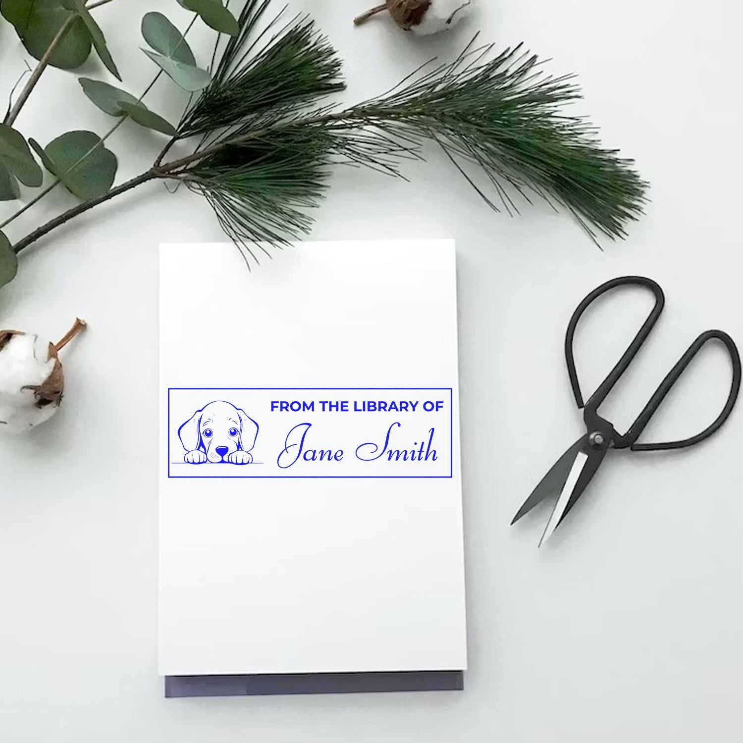 Slim Weimaraner Classic Design Book Stamp - Engineer Seal Stamps