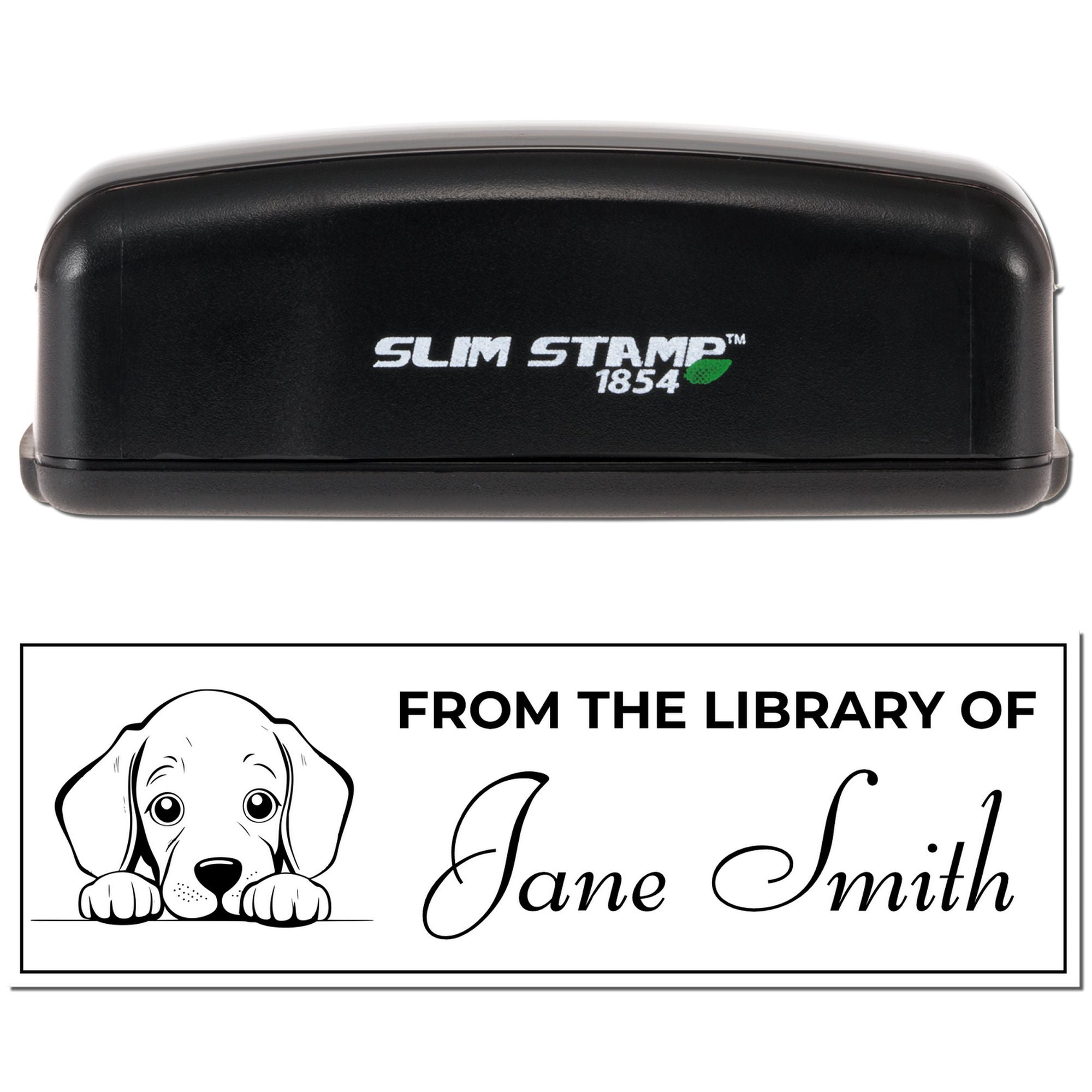 Slim Weimaraner Classic Design Book Stamp - Engineer Seal Stamps