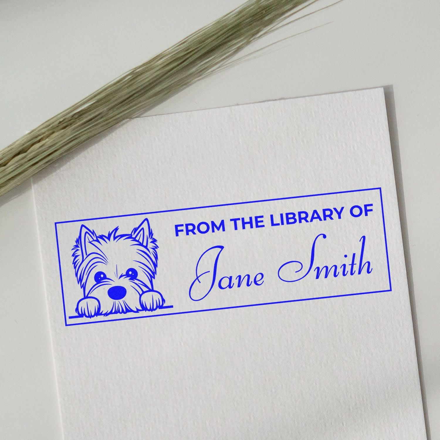 Pre-Inked West Highland White Terrier Book Stamp With Name - Engineer Seal Stamps