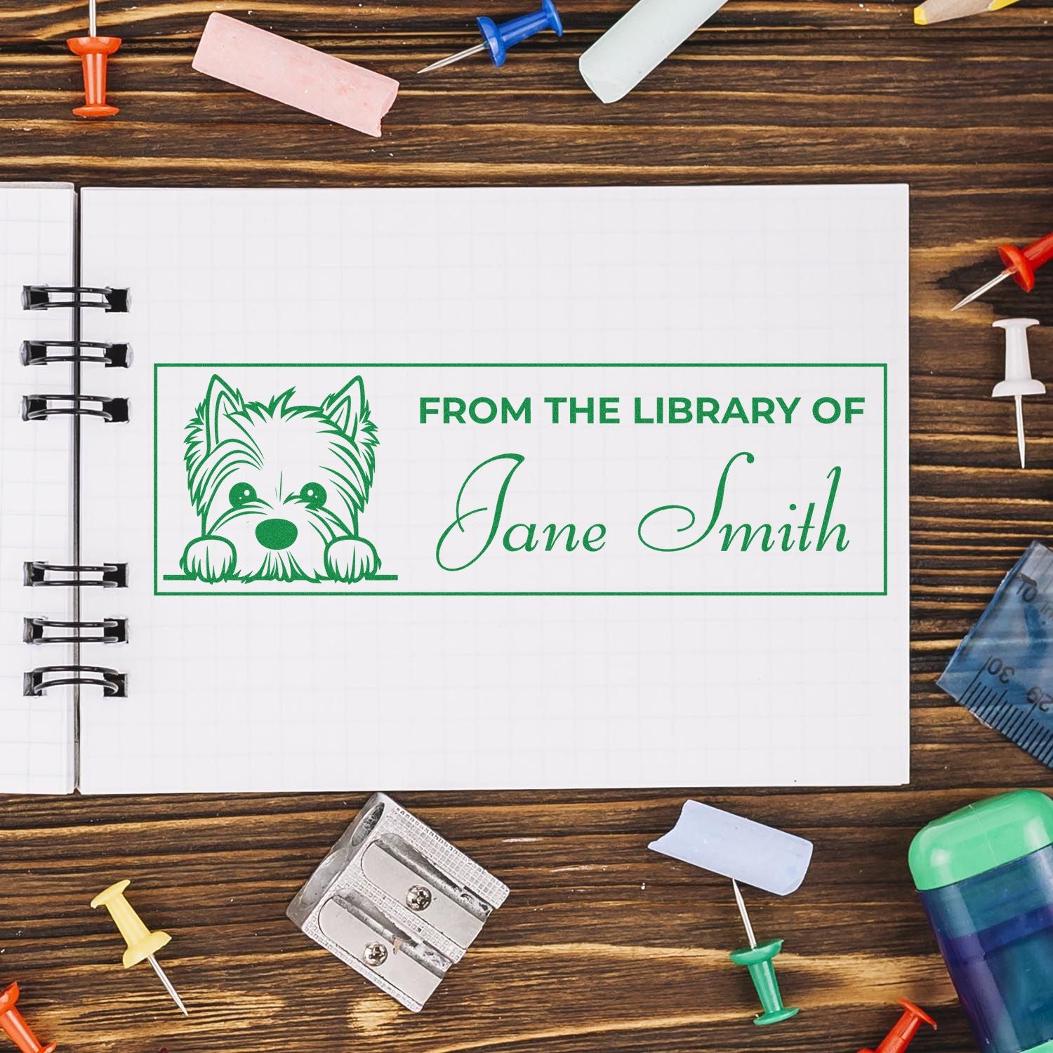 West Highland White Terrier Self-Inking Custom Book Stamp For Bookworms - Engineer Seal Stamps