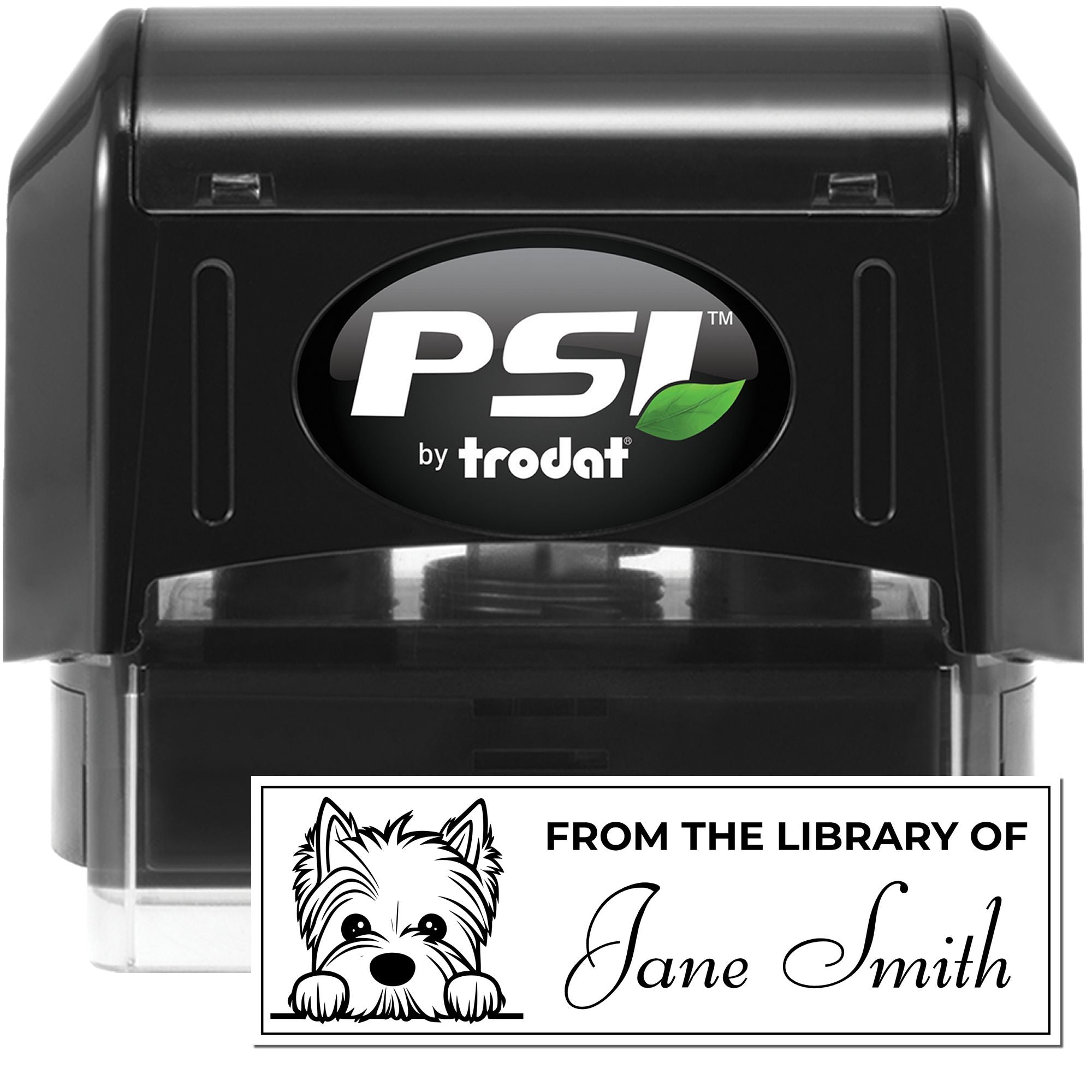 Pre-Inked West Highland White Terrier Book Stamp With Name - Engineer Seal Stamps