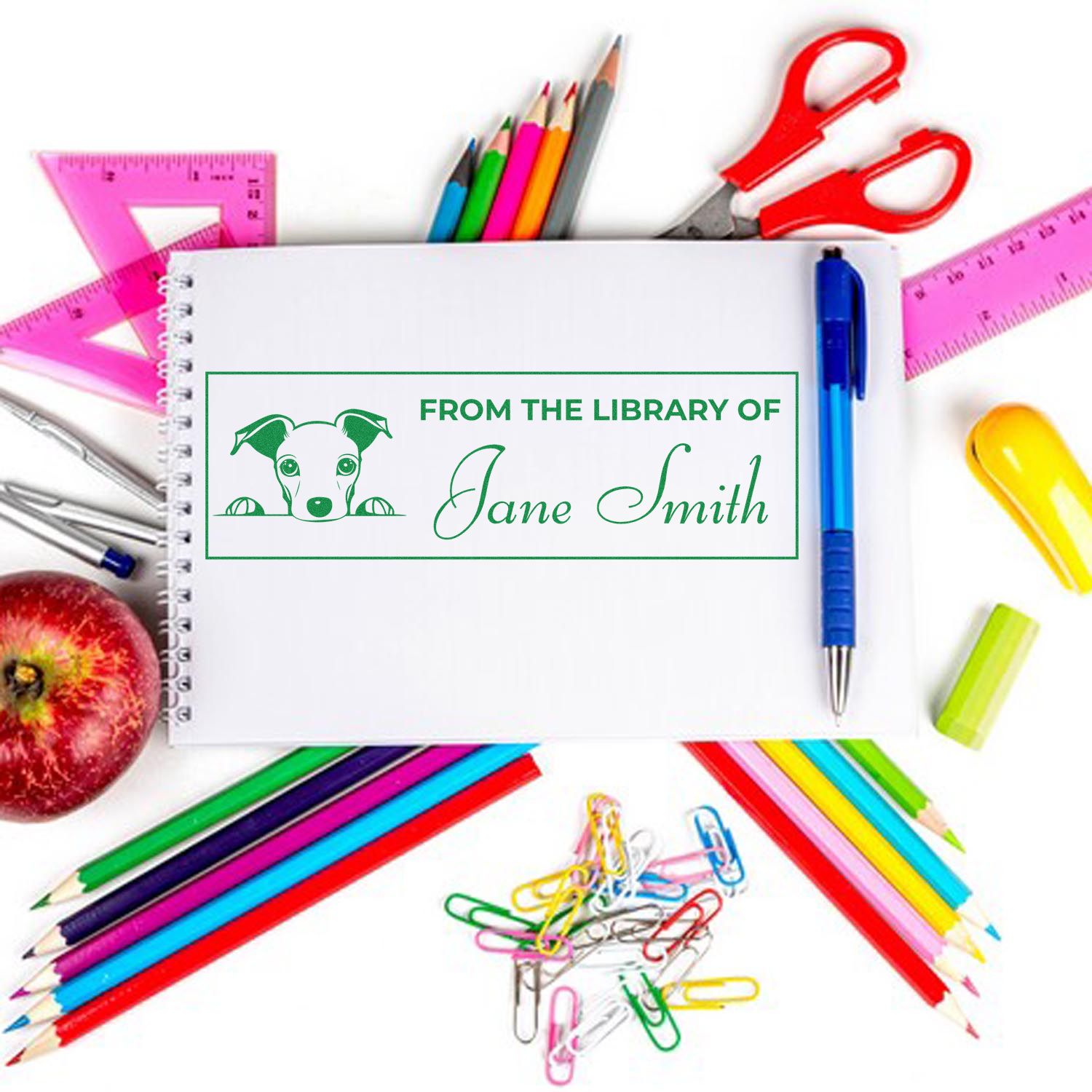 Slim Whippet Personalized Book Stamp Gift - Engineer Seal Stamps