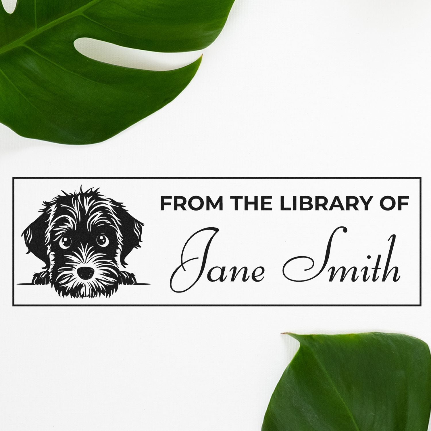 Wood Handle Wirehaired Pointing Griffon Personalized Ex Libris Stamp - Engineer Seal Stamps