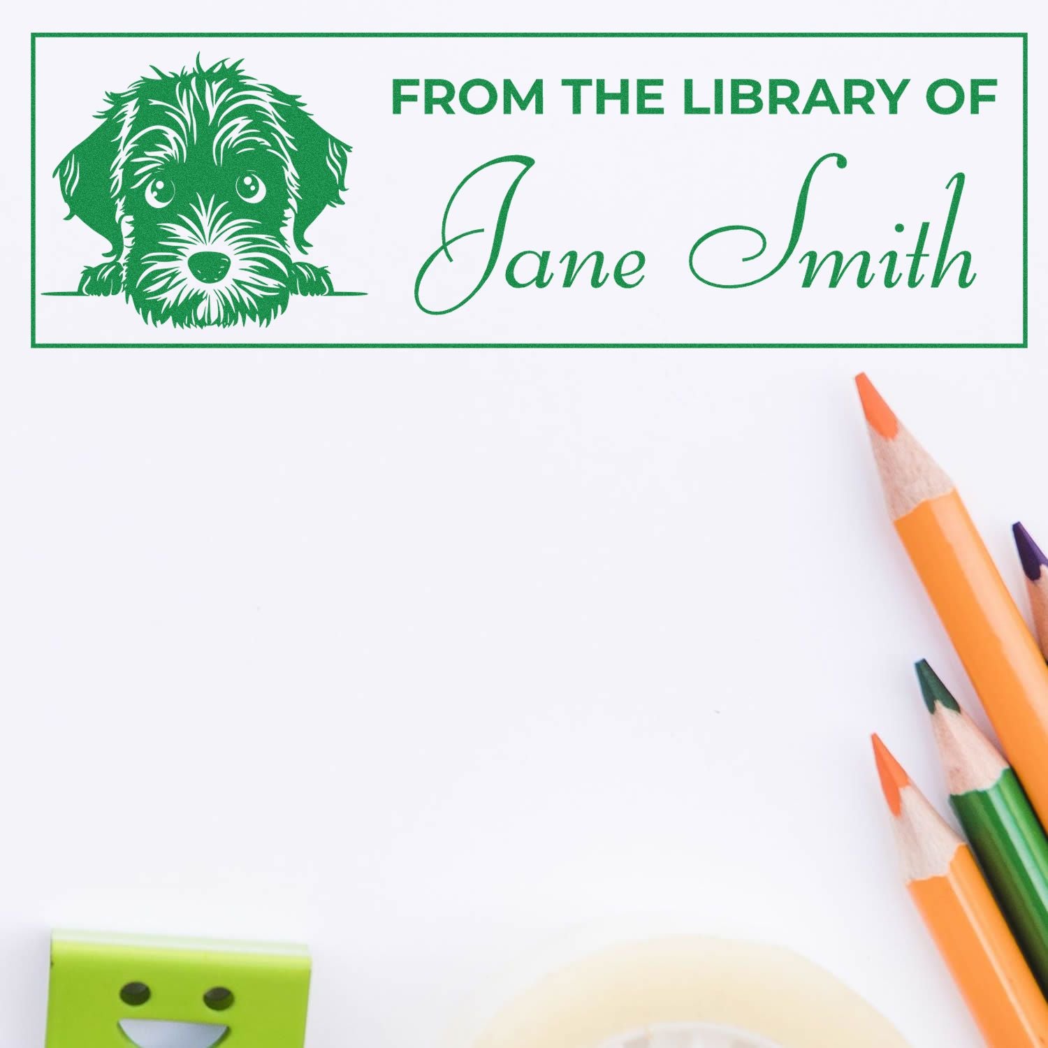 Pre-Inked Wirehaired Pointing Griffon Stamp Your Name In Books - Engineer Seal Stamps