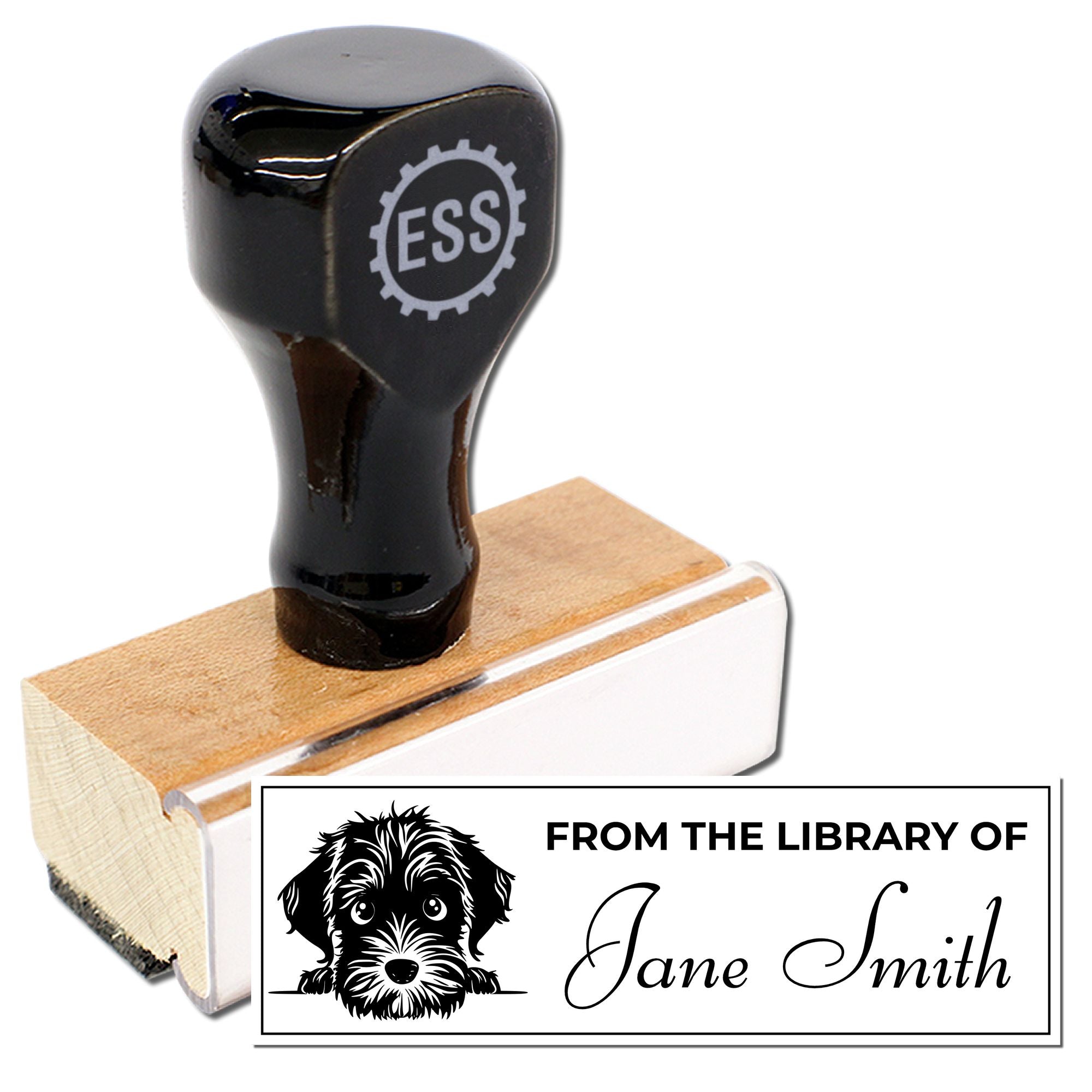 Wood Handle Wirehaired Pointing Griffon Personalized Ex Libris Stamp - Engineer Seal Stamps