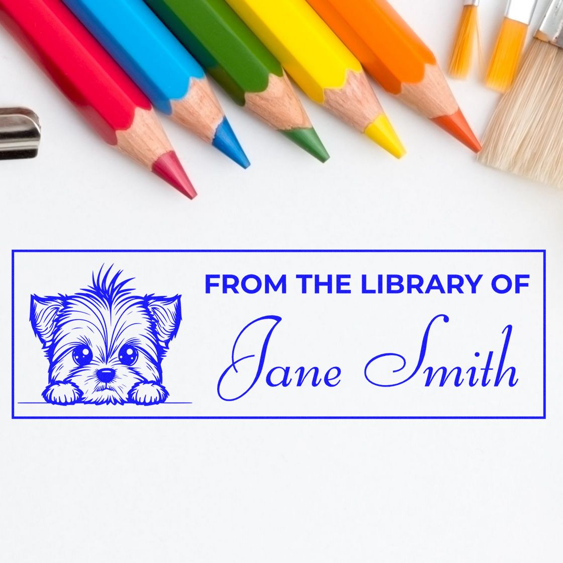Yorkshire Terrier Self-Inking Personalized Book Stamp For Teachers - Engineer Seal Stamps