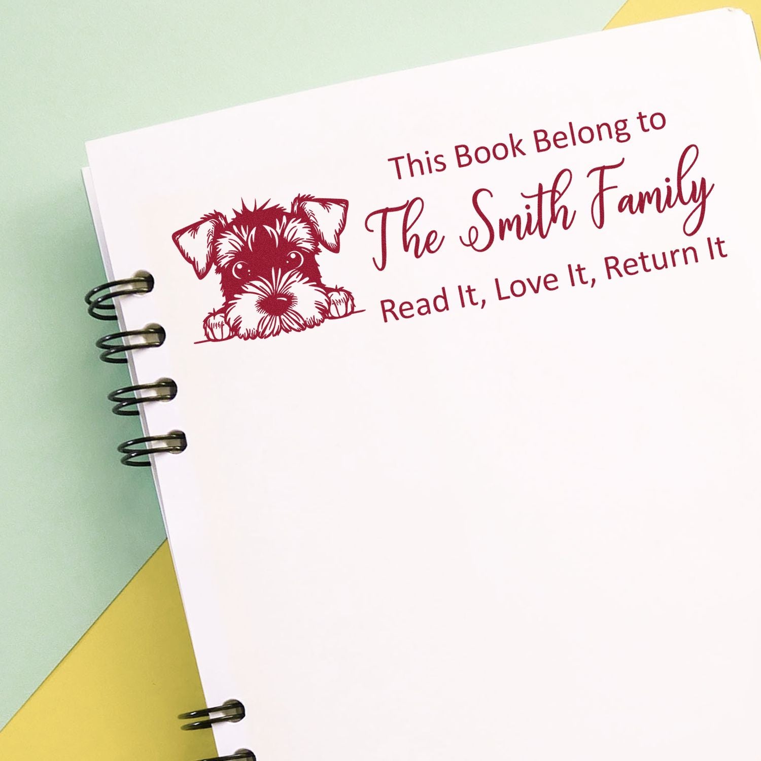 Slim Airedale Terrier Personalizable Dog Book Ownership Stamp - Engineer Seal Stamps