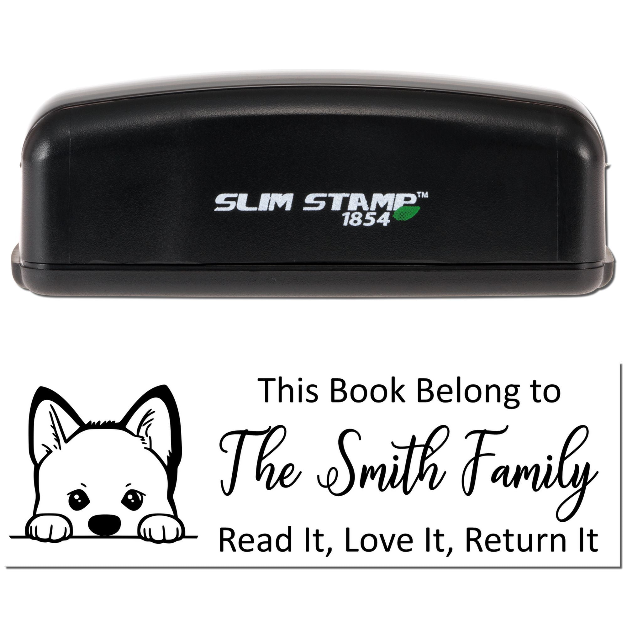 Slim Akita Personalizable Dog Book Ownership Stamper - Engineer Seal Stamps