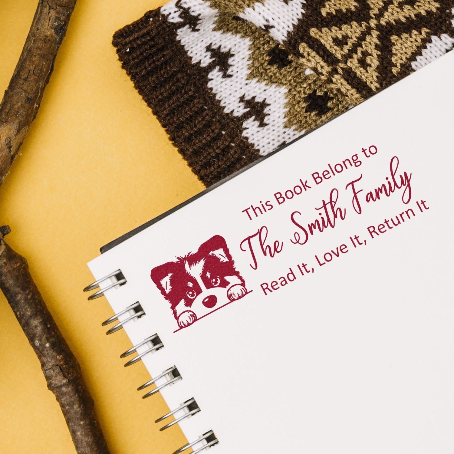 Pre-Inked Alaskan Malamute Personalized This Book Belongs To Puppy Stamp - Engineer Seal Stamps