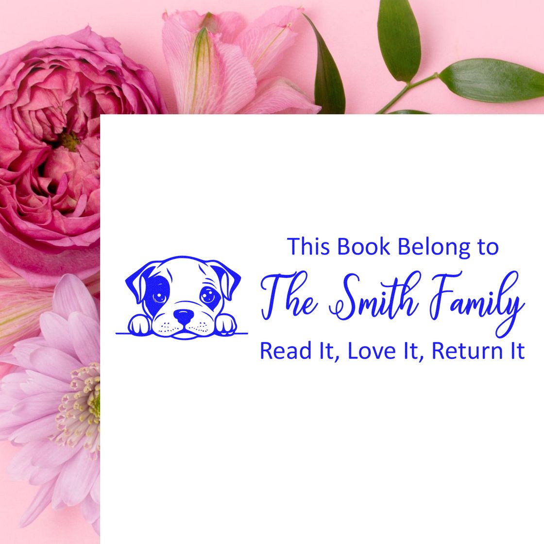 Pre-Inked American Staffordshire Terrier Personalized This Book Belongs To Puppy Stamper - Engineer Seal Stamps