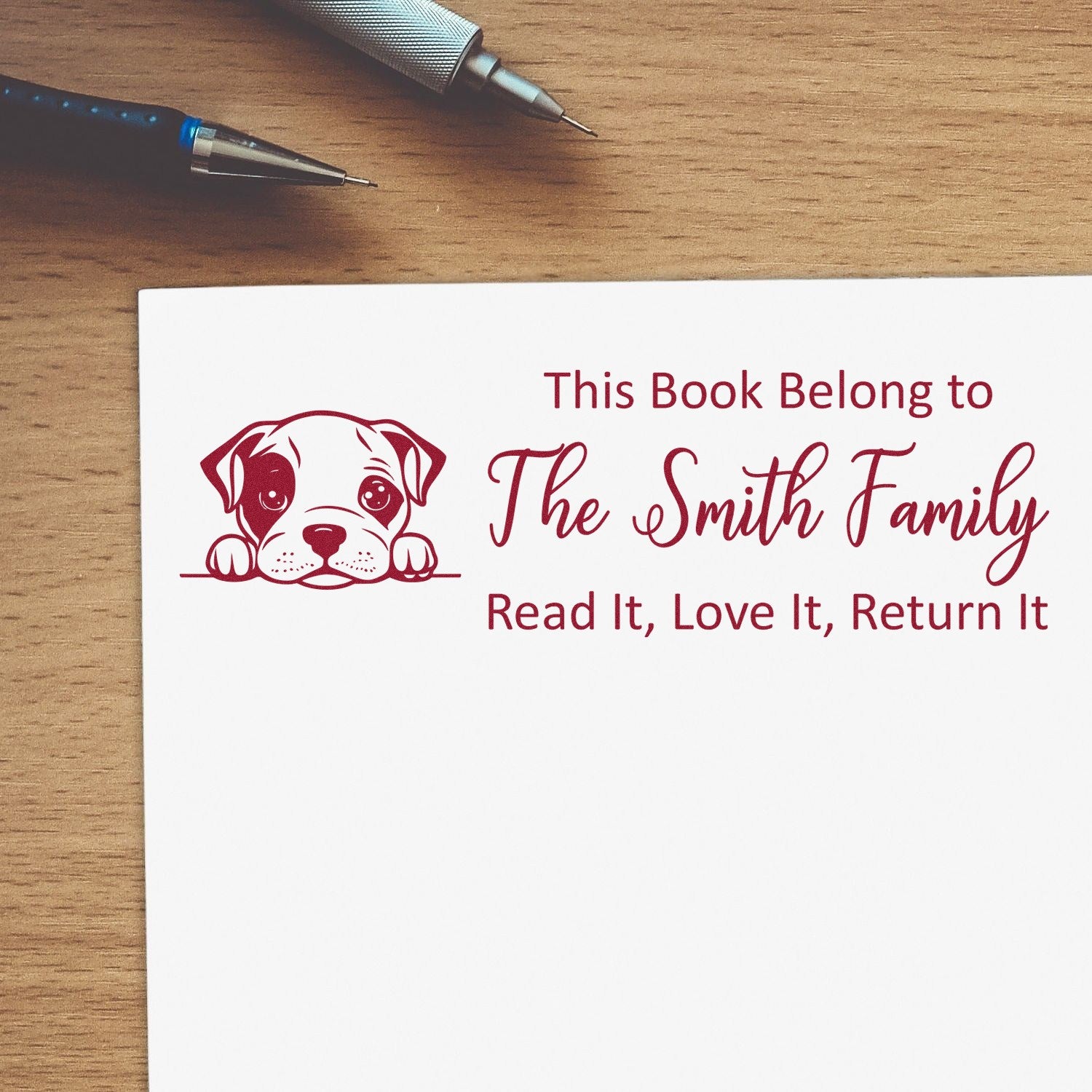 American Staffordshire Terrier Custom Dog For Books Rubber Stamp - Engineer Seal Stamps