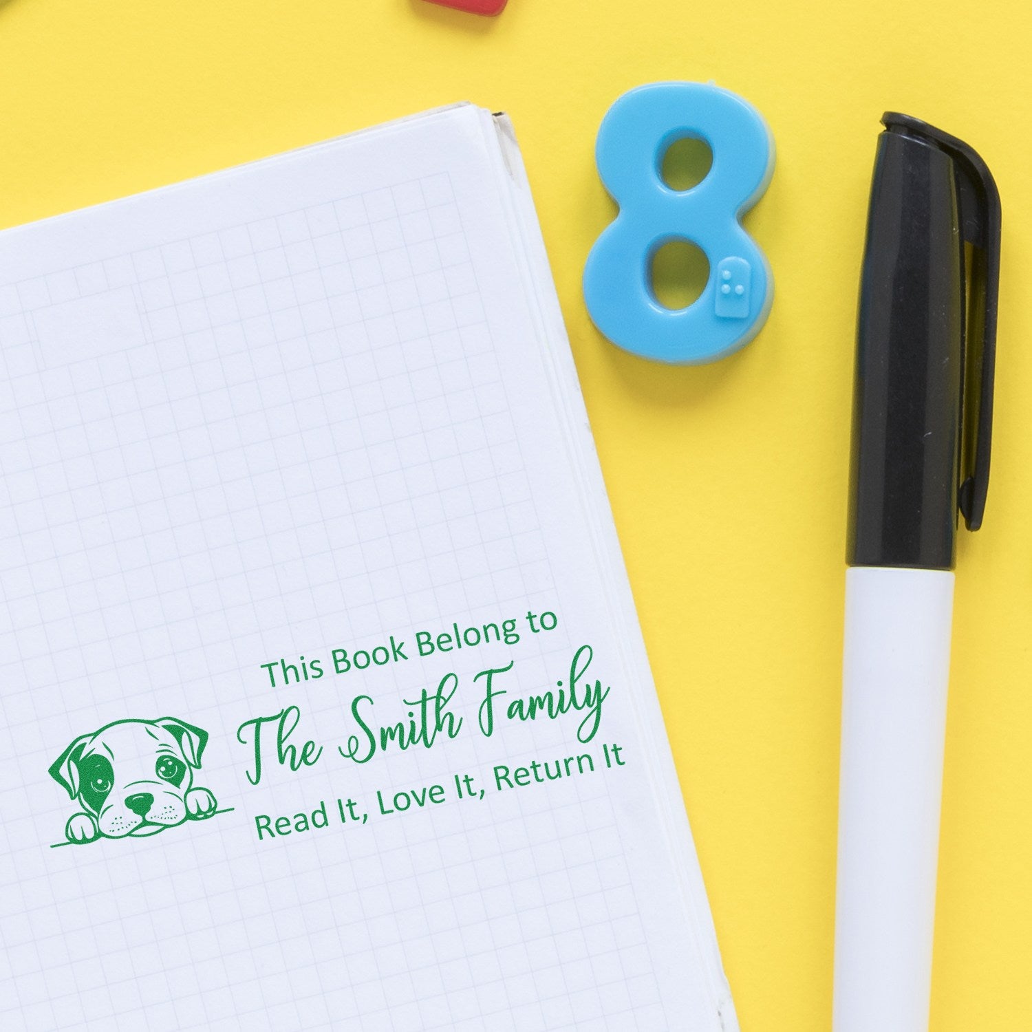 Slim American Staffordshire Terrier Personalizable Dog-Themed Library Stamper - Engineer Seal Stamps