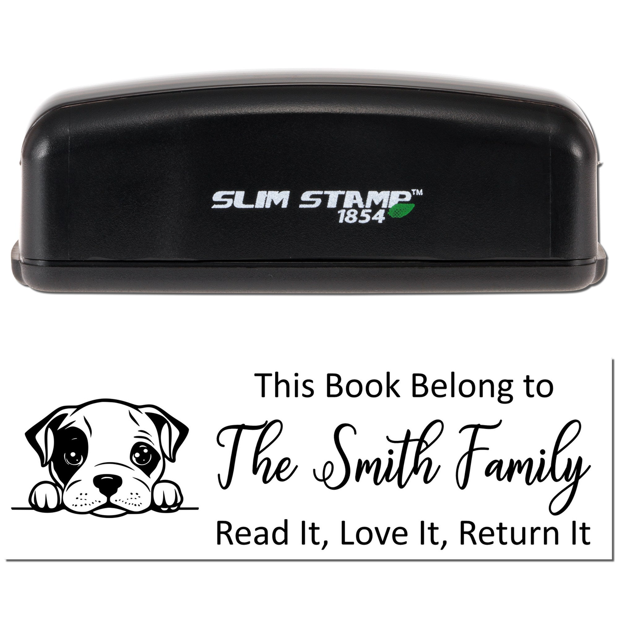 Slim American Staffordshire Terrier Personalizable Dog-Themed Library Stamper - Engineer Seal Stamps