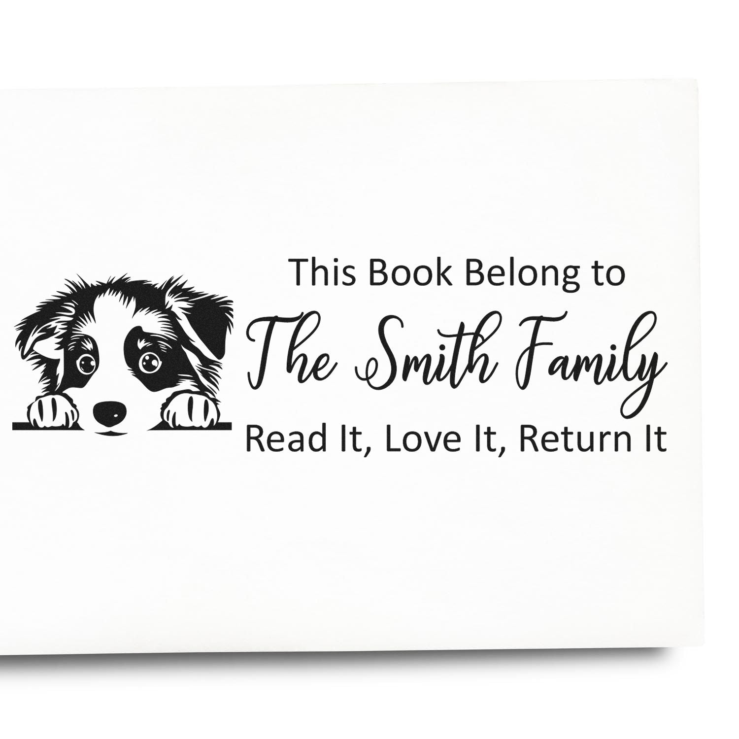 Slim Australian Shepherd Personalizable Ex Libris Dog Design Stamper - Engineer Seal Stamps