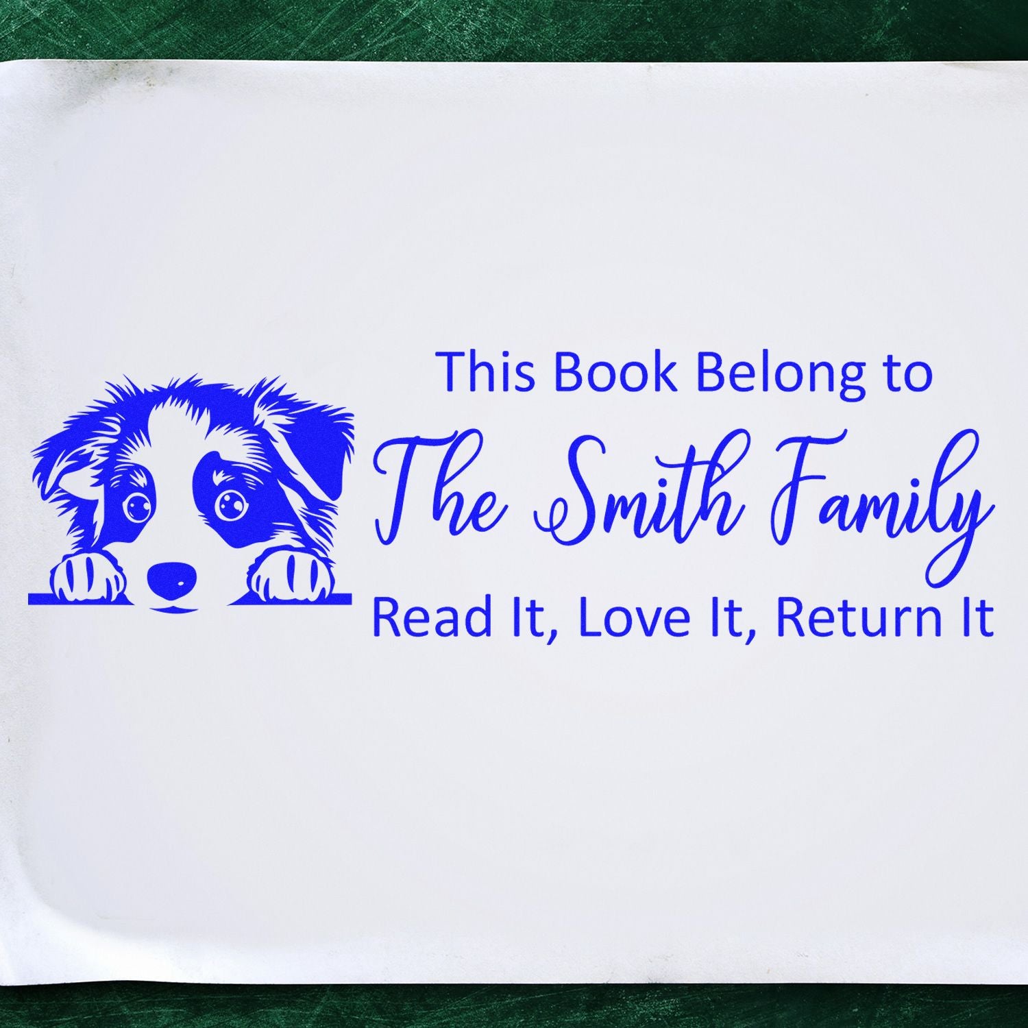 Slim Australian Shepherd Personalizable Ex Libris Dog Design Stamper - Engineer Seal Stamps