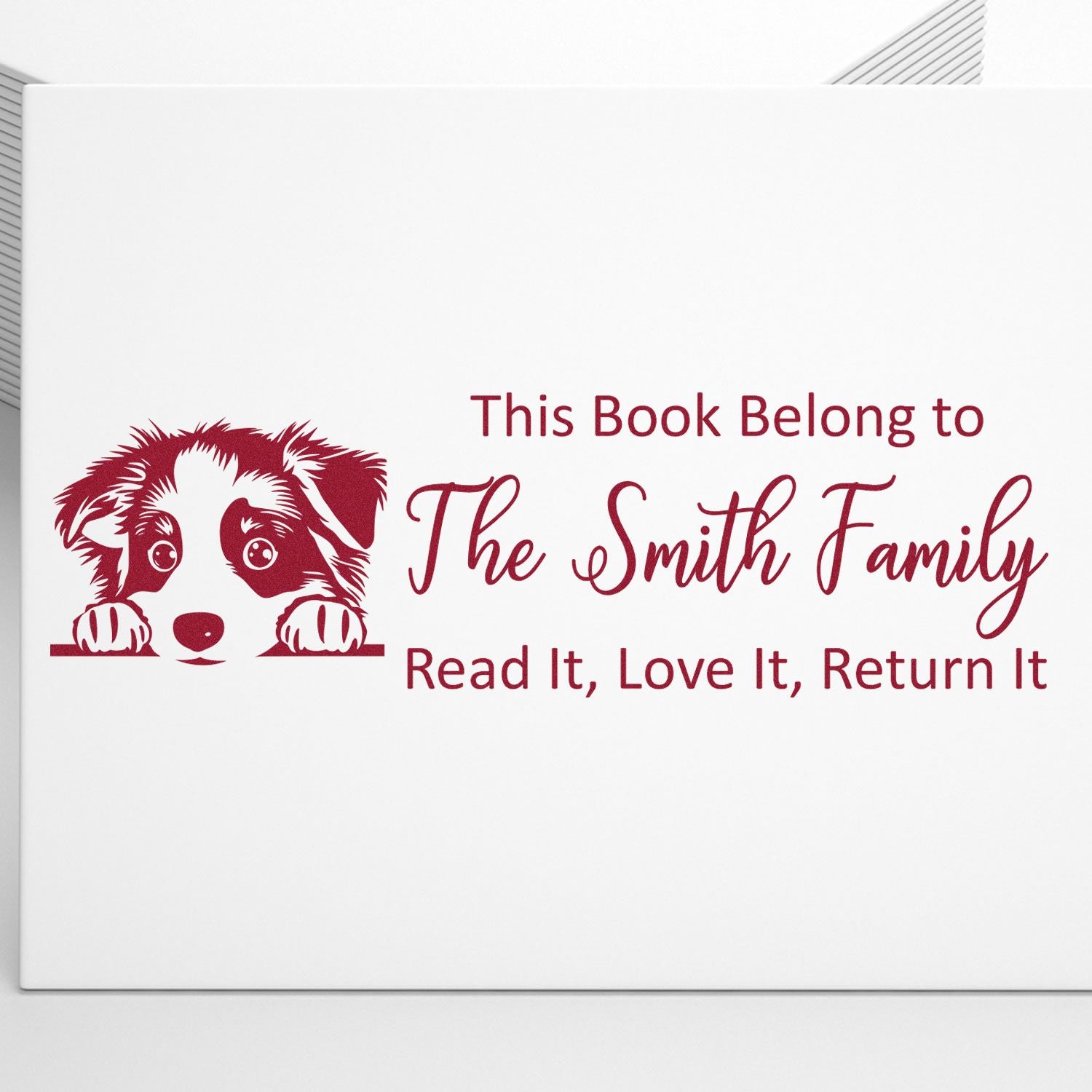 Slim Australian Shepherd Personalizable Ex Libris Dog Design Stamper - Engineer Seal Stamps