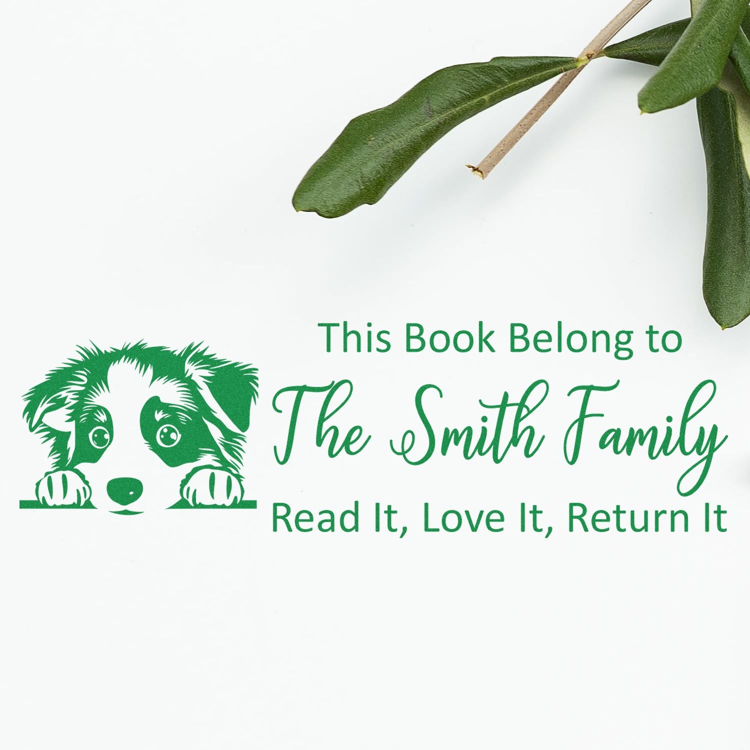 Australian Shepherd Custom Dog Ex Libris Rubber Stamp - Engineer Seal Stamps