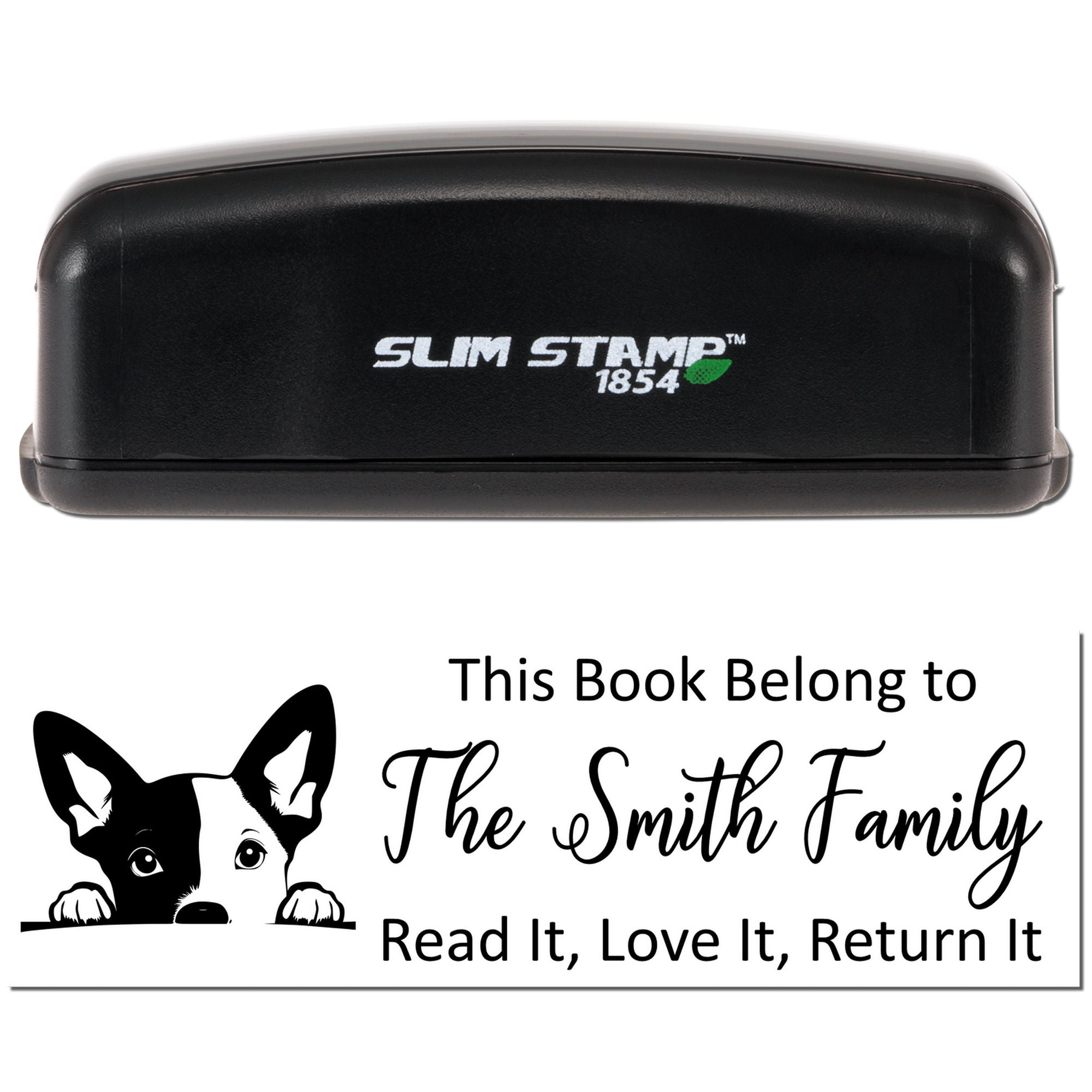 Slim Basenji Personalizable Dog Lover Ex Libris Stamp - Engineer Seal Stamps