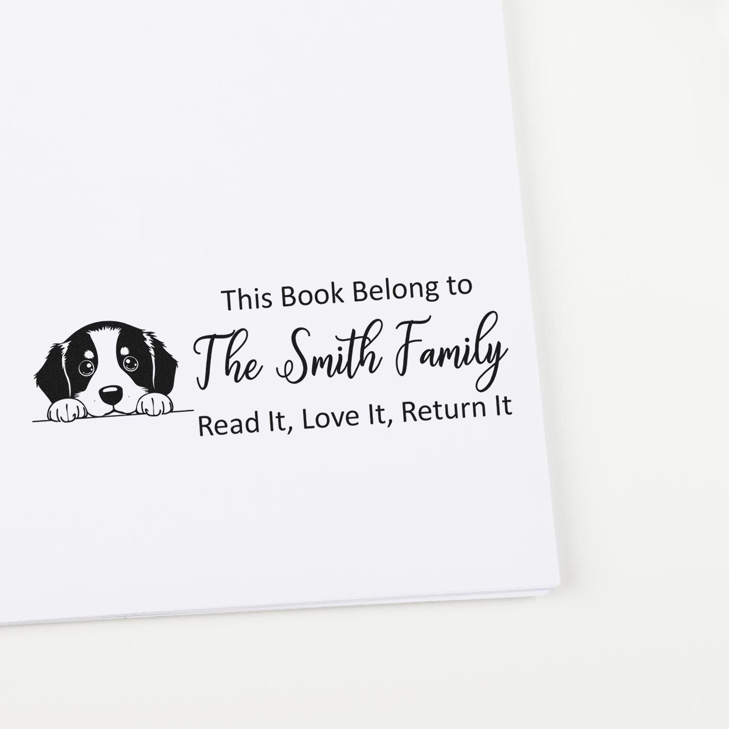 Slim Basset Hound Personalizable Dog Lover Ex Libris Stamper - Engineer Seal Stamps