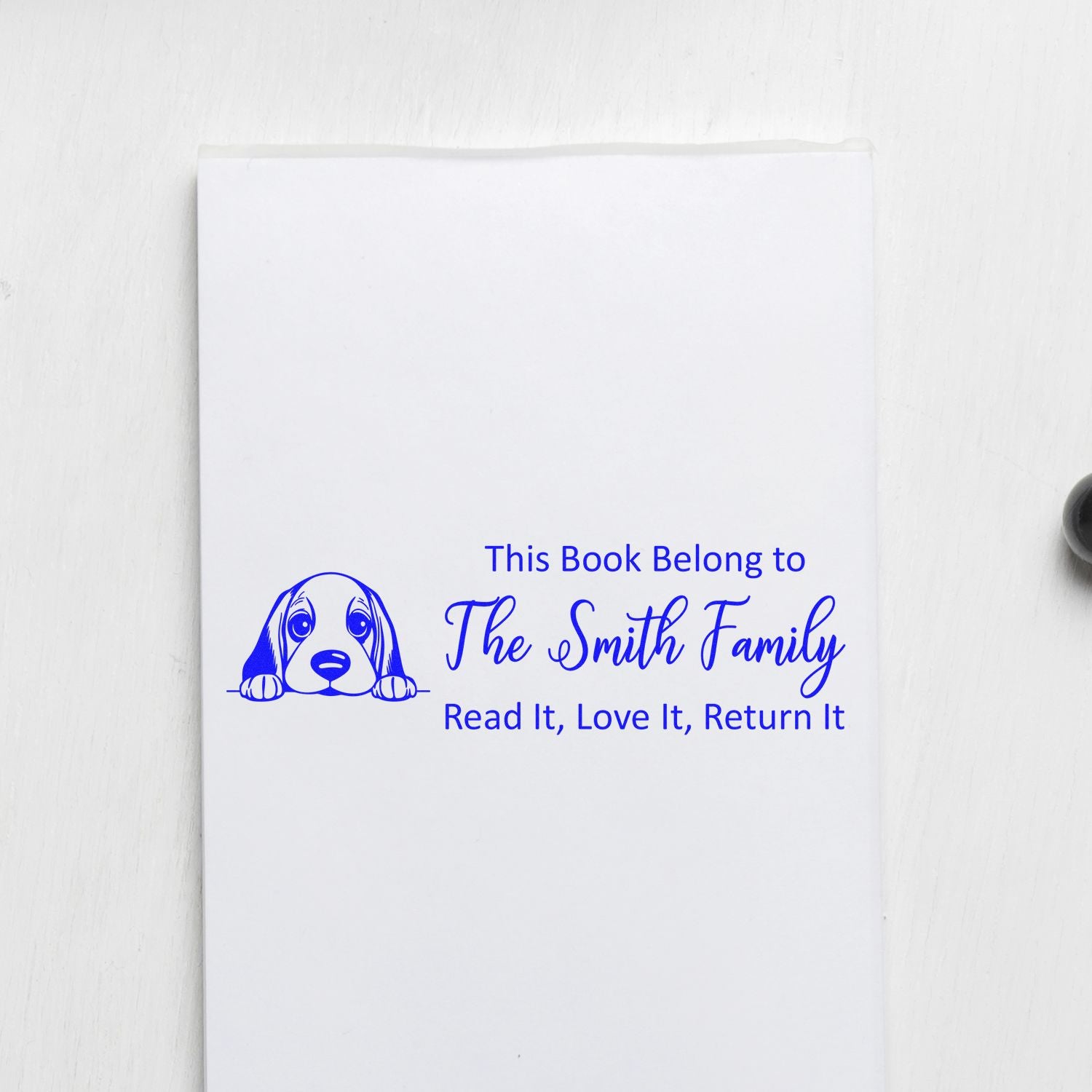 Slim Basset Hound Personalizable Dog Lover Ex Libris Stamper - Engineer Seal Stamps