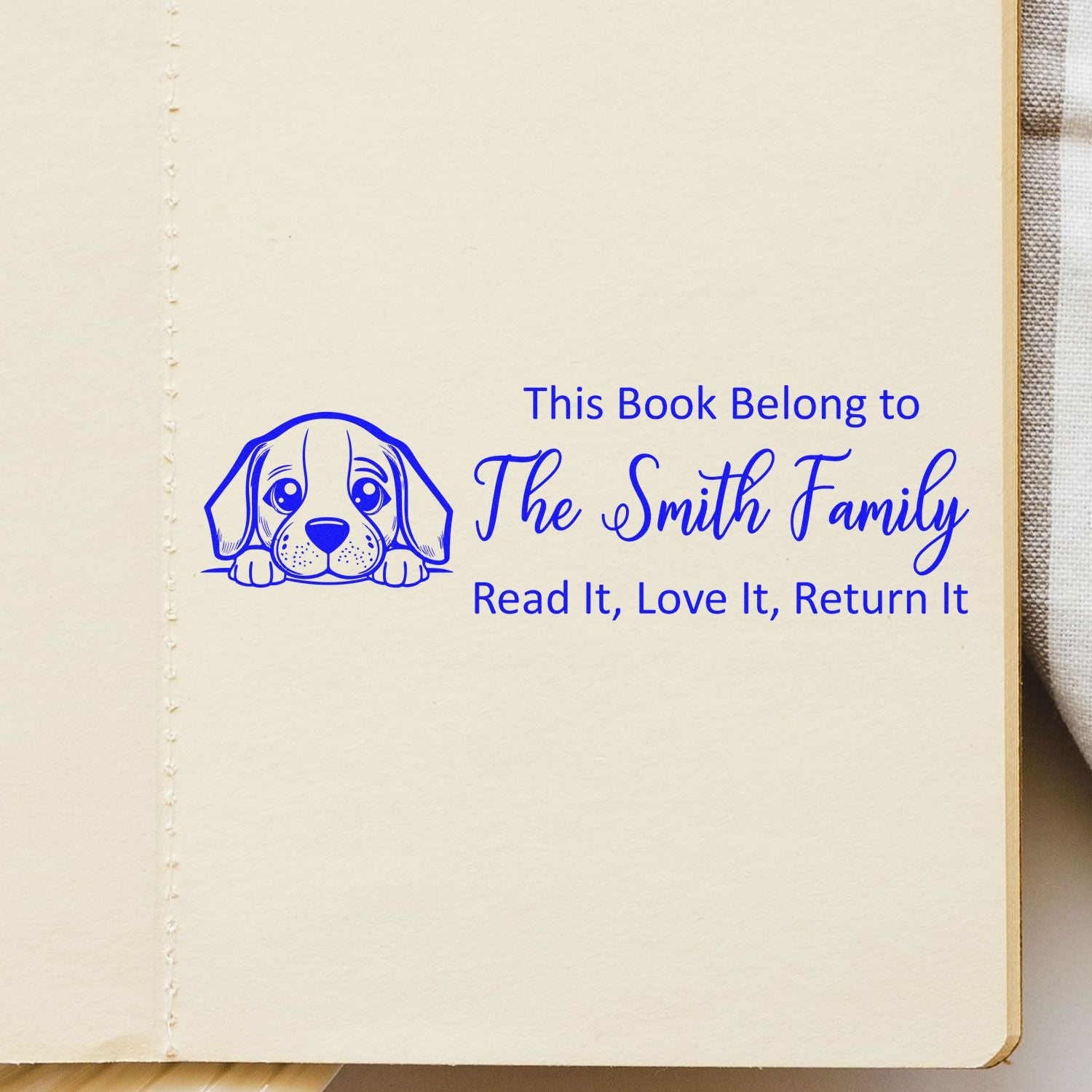 Beagle Custom Dog Bookplate Rubber Stamp - Engineer Seal Stamps