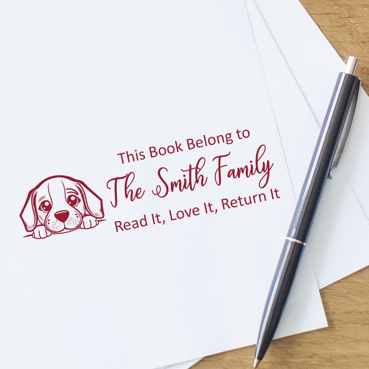 Self-Inking Beagle Customized Dog Lover Book Stamp - Engineer Seal Stamps
