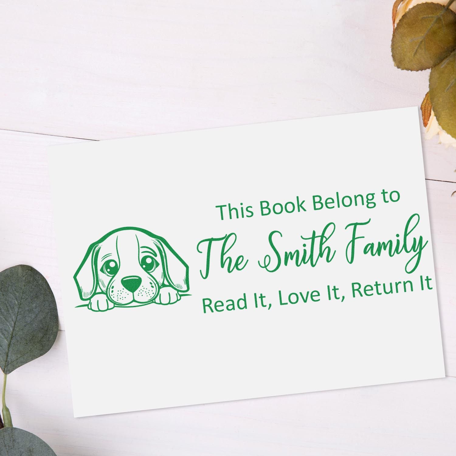 Beagle Custom Dog Bookplate Rubber Stamp - Engineer Seal Stamps