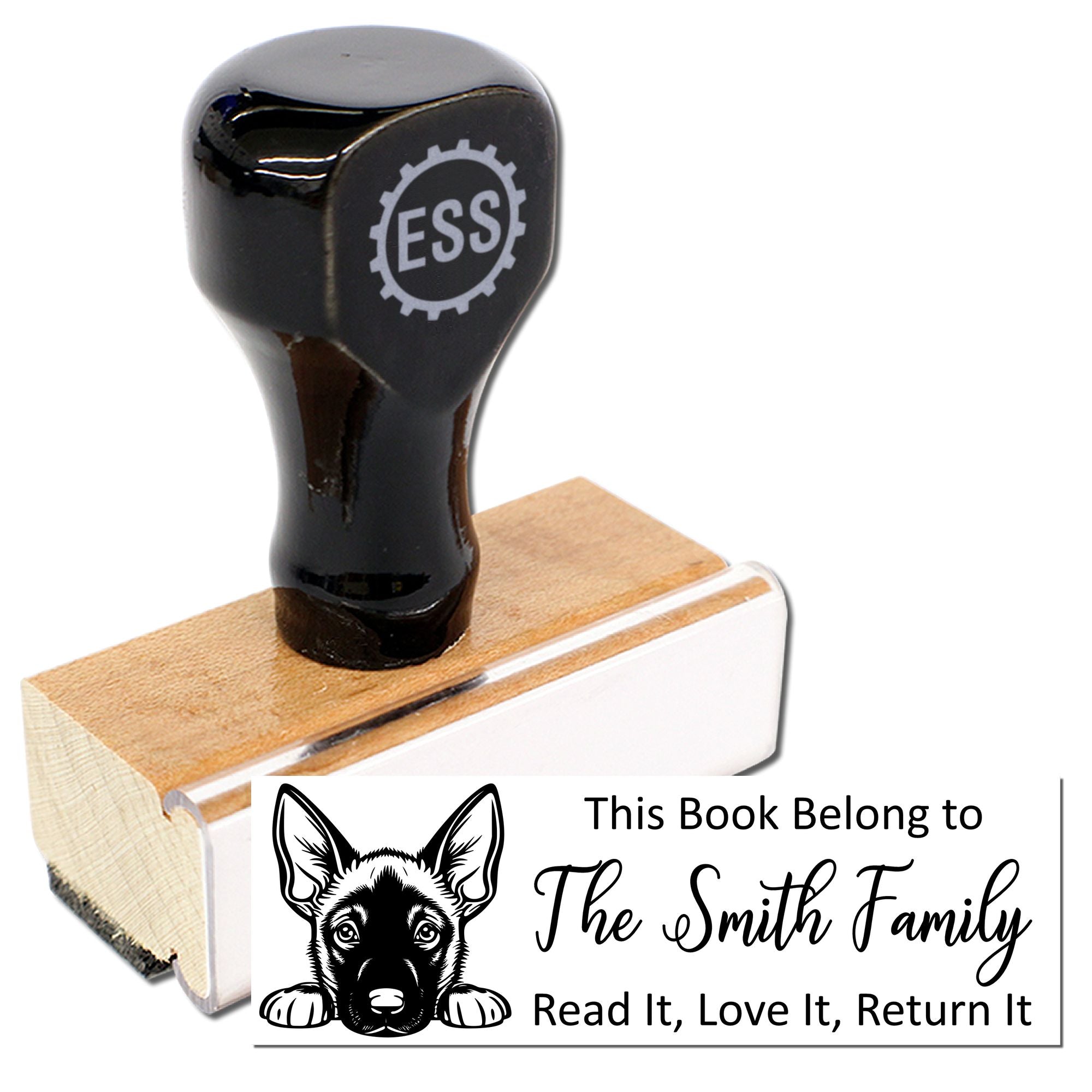 Belgian Malinois Custom Dog Bookplate Rubber Stamp - Engineer Seal Stamps