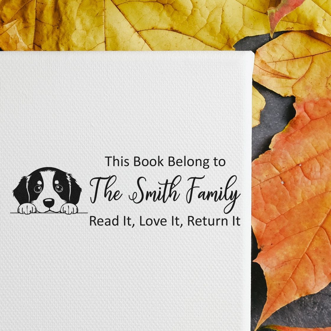 Slim Bernese Mountain Personalizable Bookworm Dog Stamp - Engineer Seal Stamps