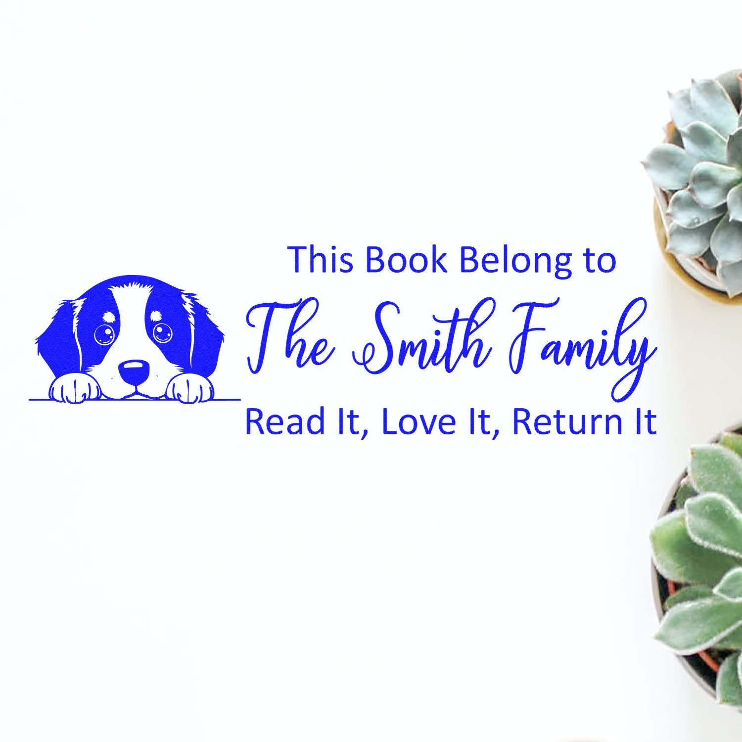 Slim Bernese Mountain Personalizable Bookworm Dog Stamp - Engineer Seal Stamps