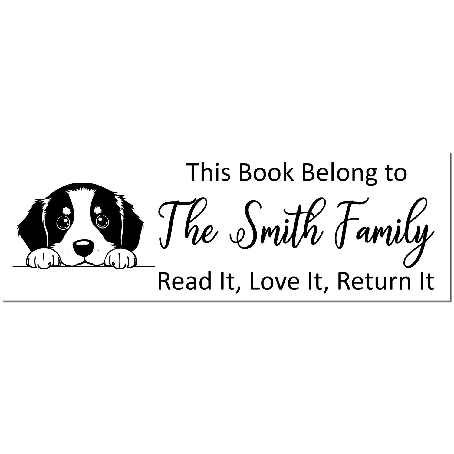 Bernese Mountain Custom Ex Libris Dog Rubber Stamp - Engineer Seal Stamps