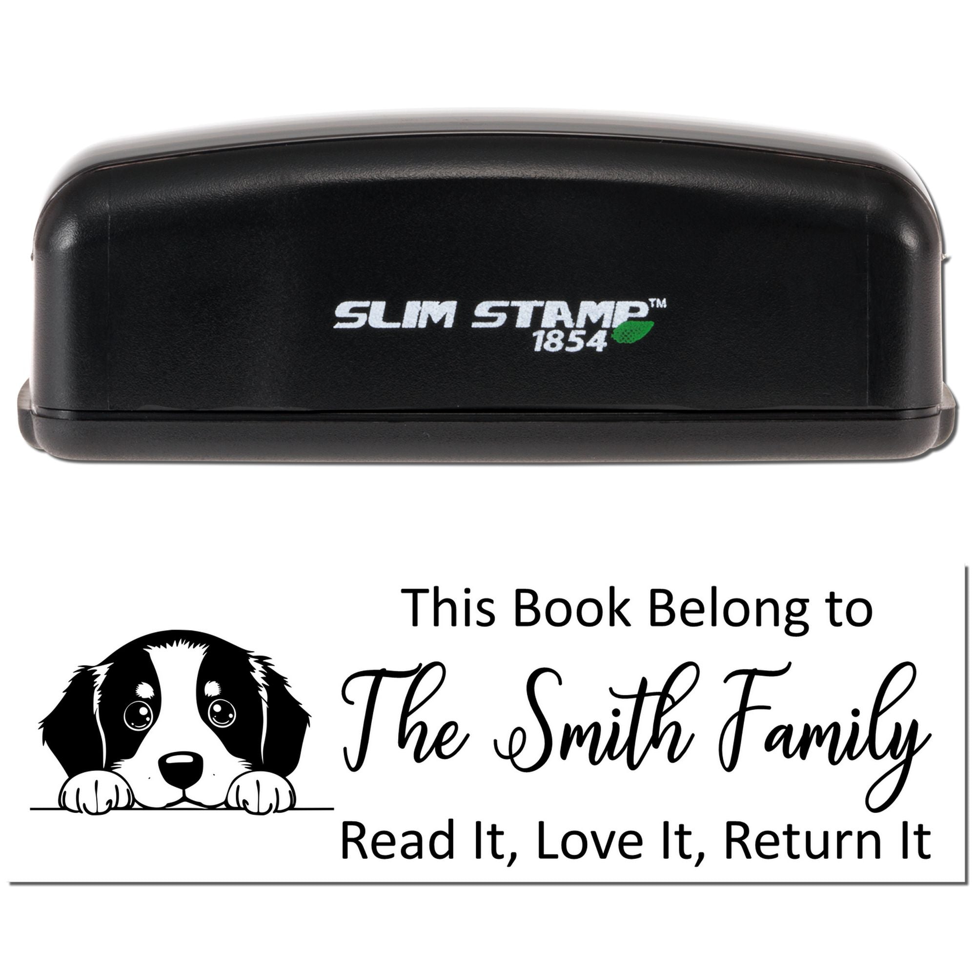 Slim Bernese Mountain Personalizable Bookworm Dog Stamp - Engineer Seal Stamps
