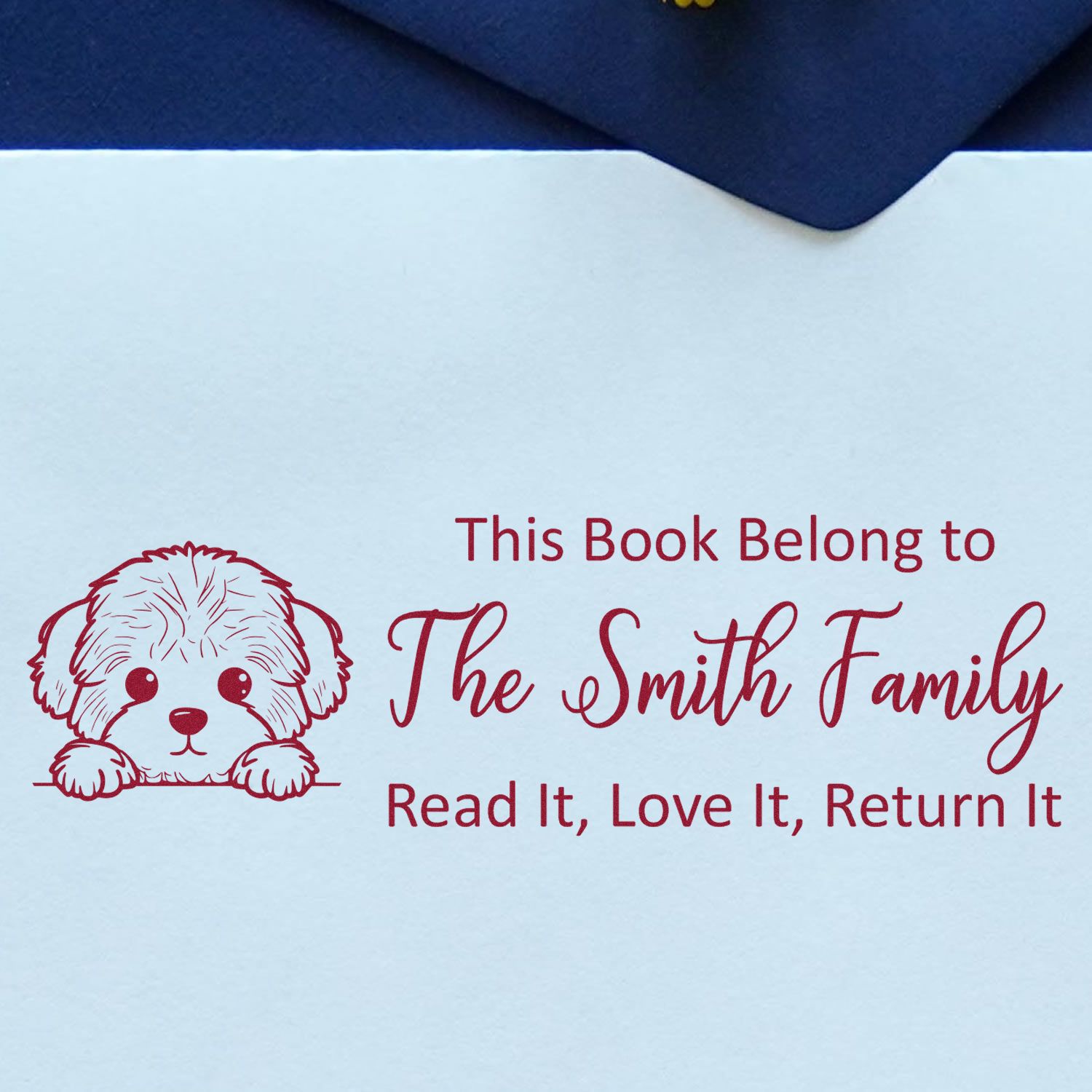 Self-Inking Bichon Frise Customized Reading Dog Ex Libris Stamper - Engineer Seal Stamps