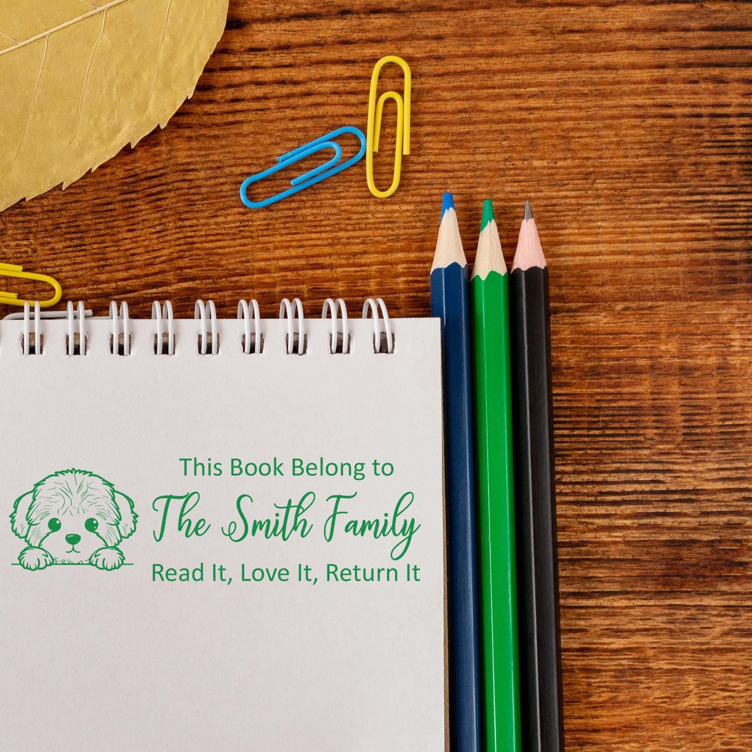 Slim Bichon Frise Personalizable Bookworm Dog Stamper - Engineer Seal Stamps