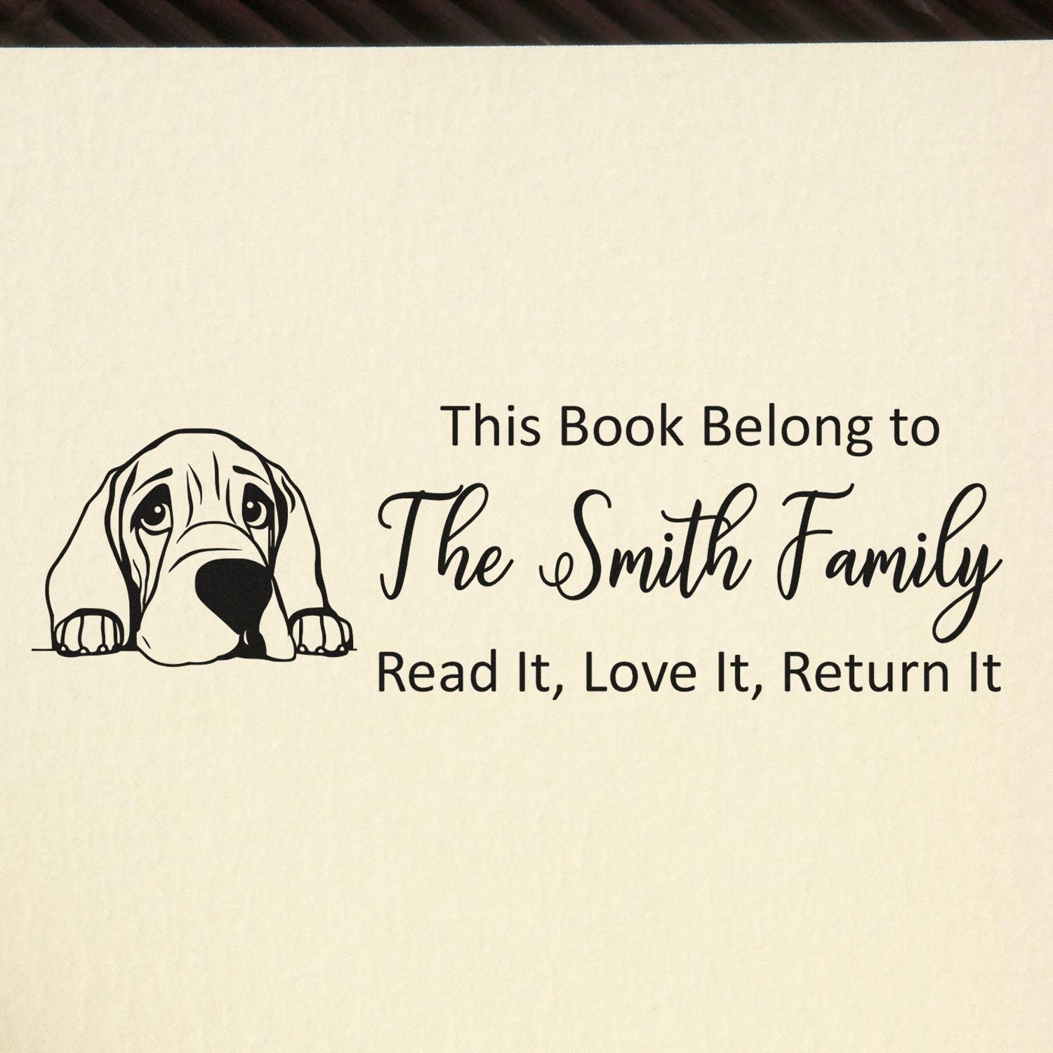 Self-Inking Bloodhound Customized Puppy Book Stamper - Engineer Seal Stamps