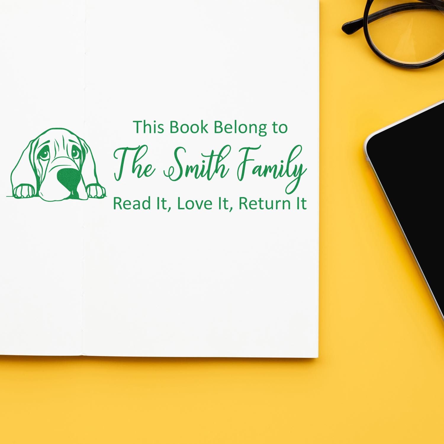 Self-Inking Bloodhound Customized Puppy Book Stamper - Engineer Seal Stamps