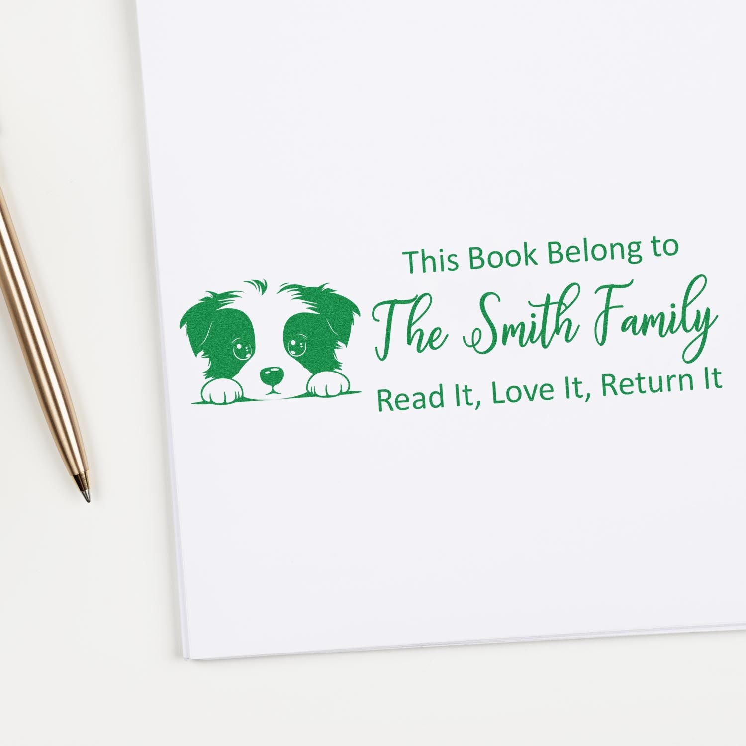 Self-Inking Border Collie Customized Cute Dog Book Stamp - Engineer Seal Stamps