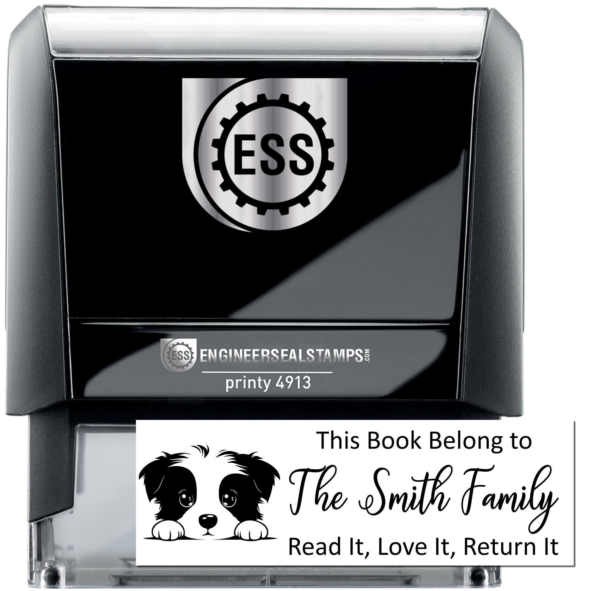 Self-Inking Border Collie Customized Cute Dog Book Stamp - Engineer Seal Stamps