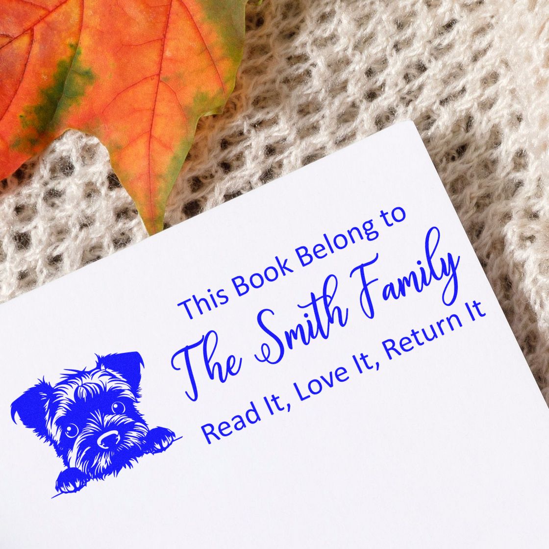 Slim Border Terrier Personalizable Dog With Books Stamper - Engineer Seal Stamps