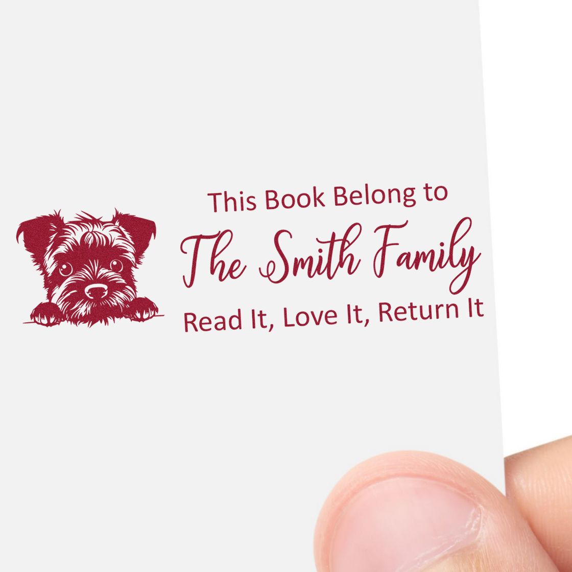 Border Terrier Custom This Book Belongs To Dog Rubber Stamp