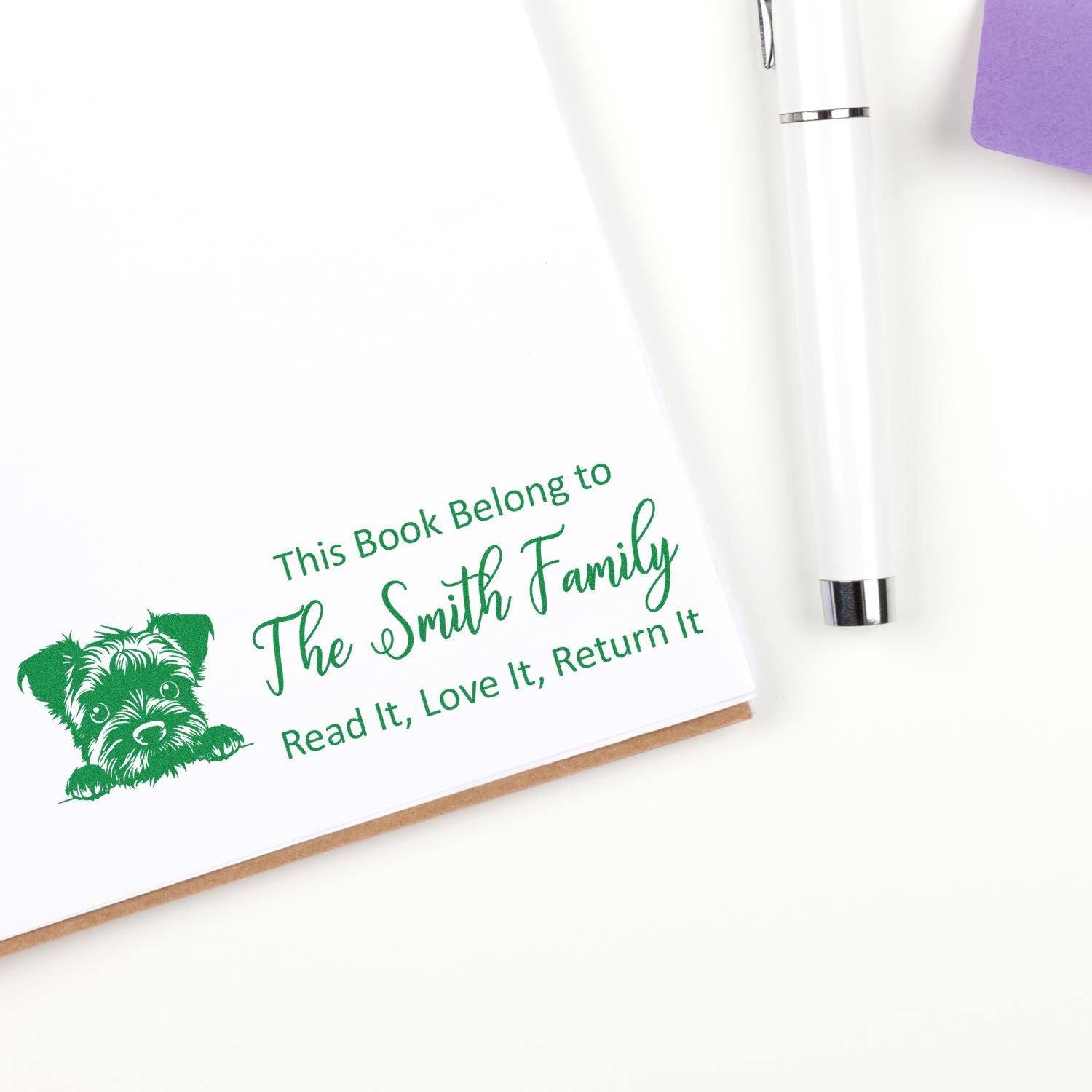 Border Terrier Custom This Book Belongs To Dog Rubber Stamp - Engineer Seal Stamps